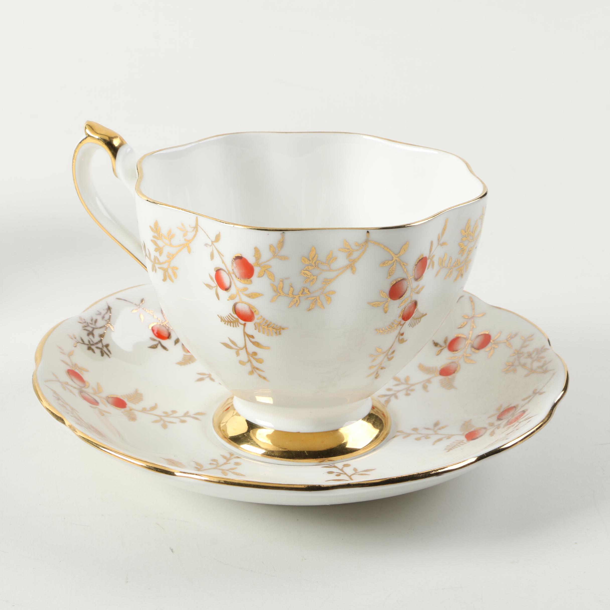 Teacups with Matching Saucers Including Royal Albert "Wisteria"
