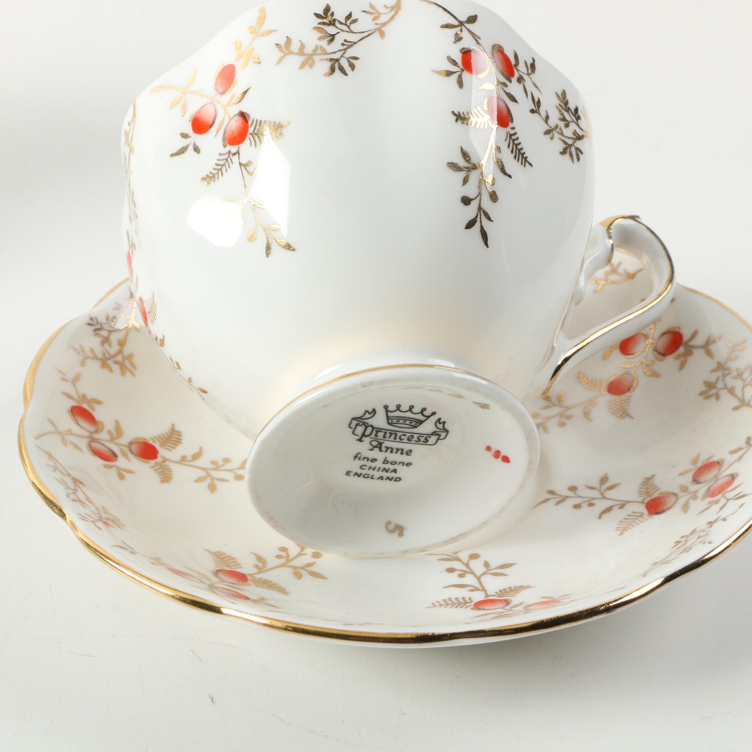 Teacups with Matching Saucers Including Royal Albert "Wisteria"