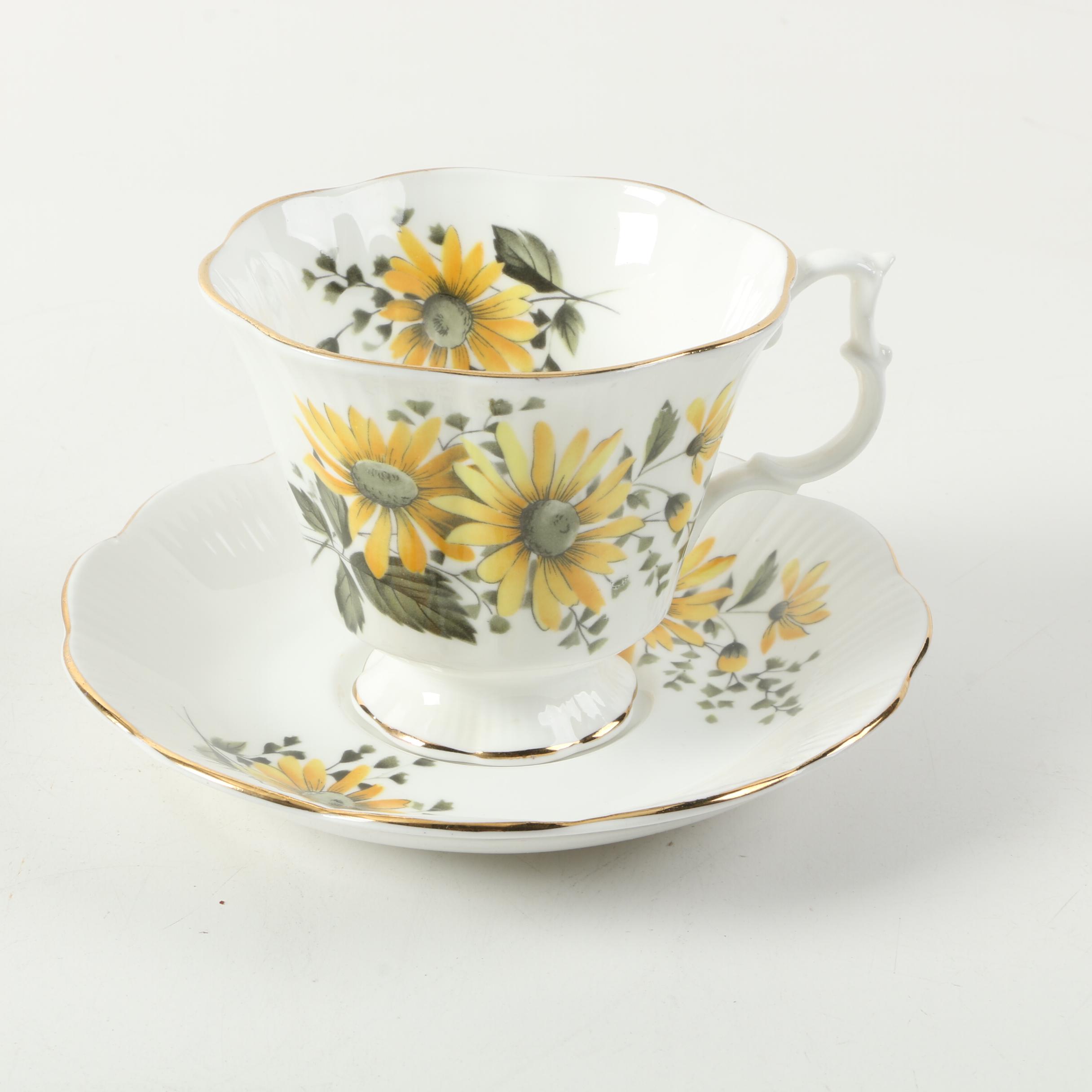 Teacups with Matching Saucers Including Royal Albert "Wisteria"