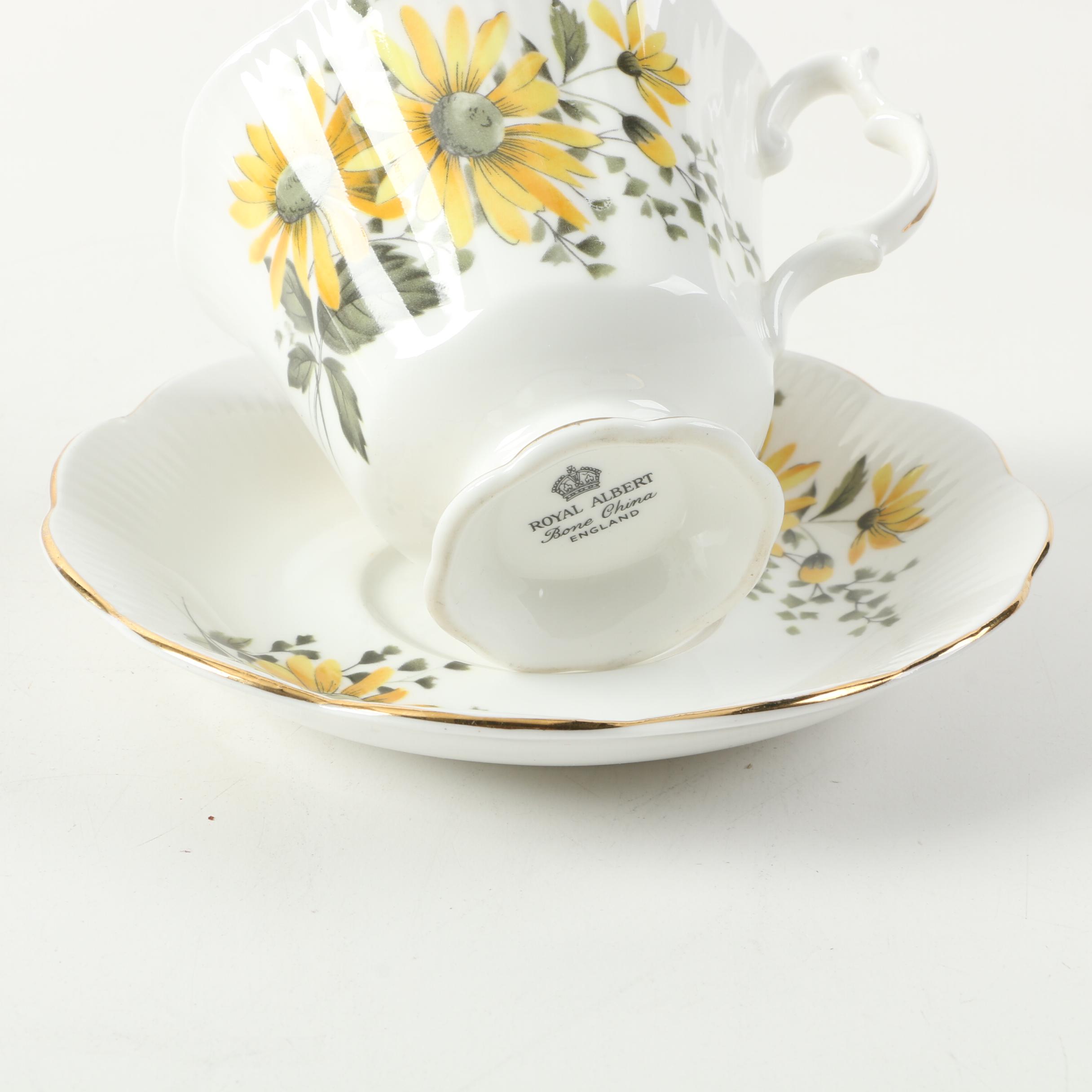 Teacups with Matching Saucers Including Royal Albert "Wisteria"
