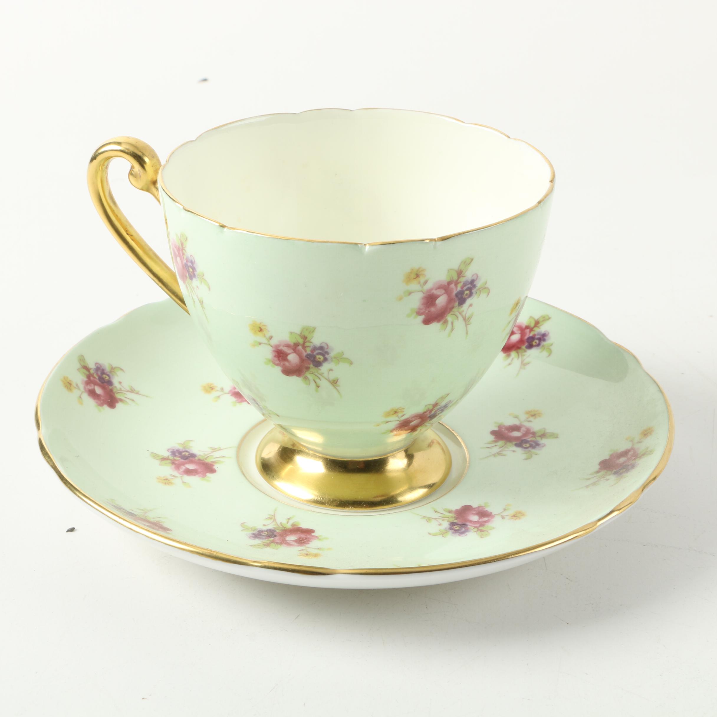 Teacups with Matching Saucers Including Royal Albert "Wisteria"