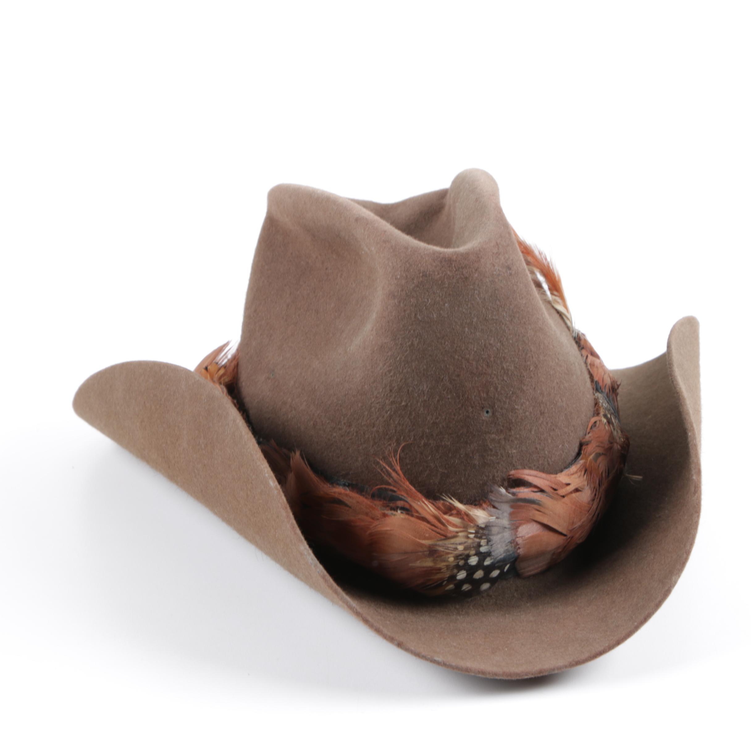 Vintage Feathered Cowboy Hats Including Miller Bros.