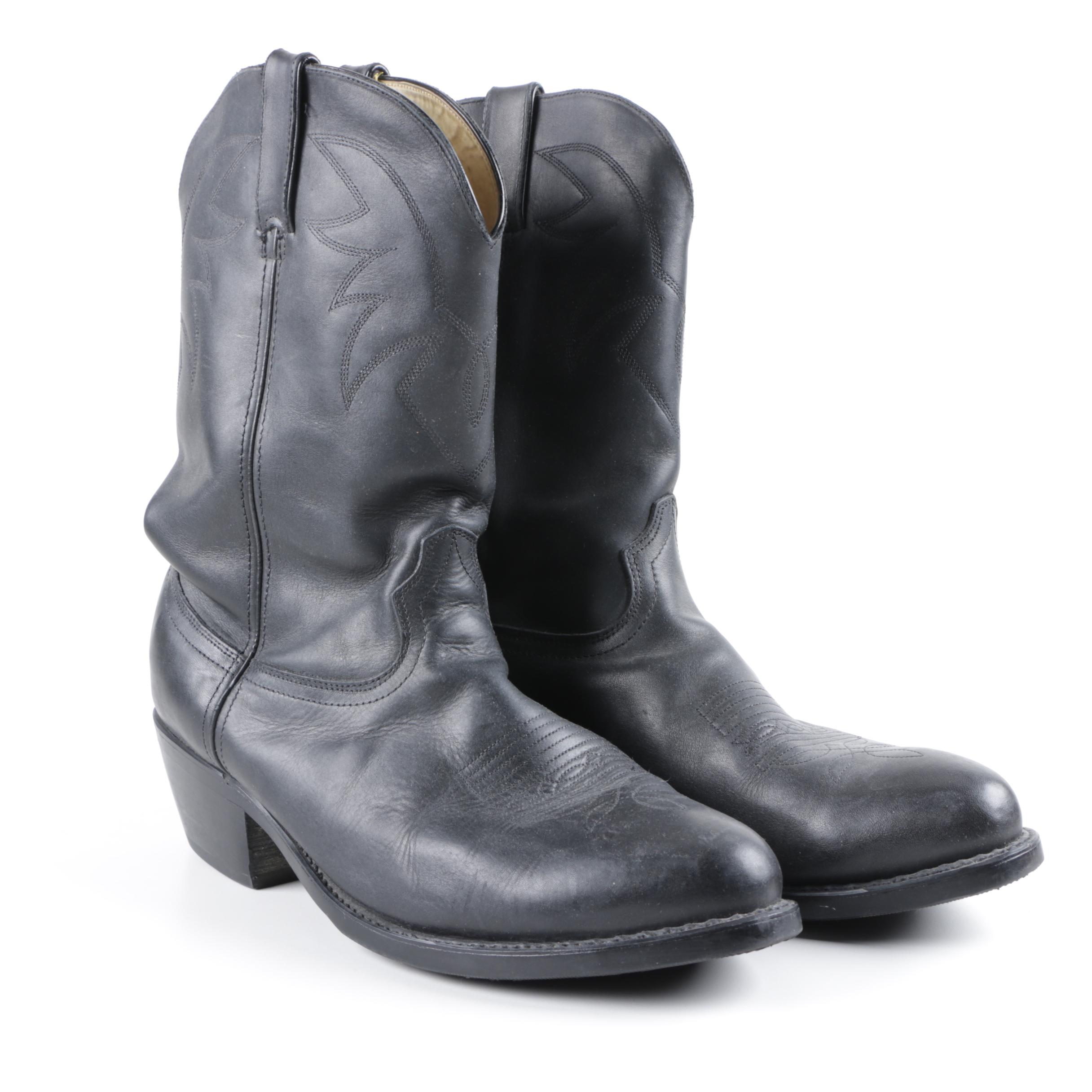 Men's Durango Oiled Black Leather Cowboy Boots