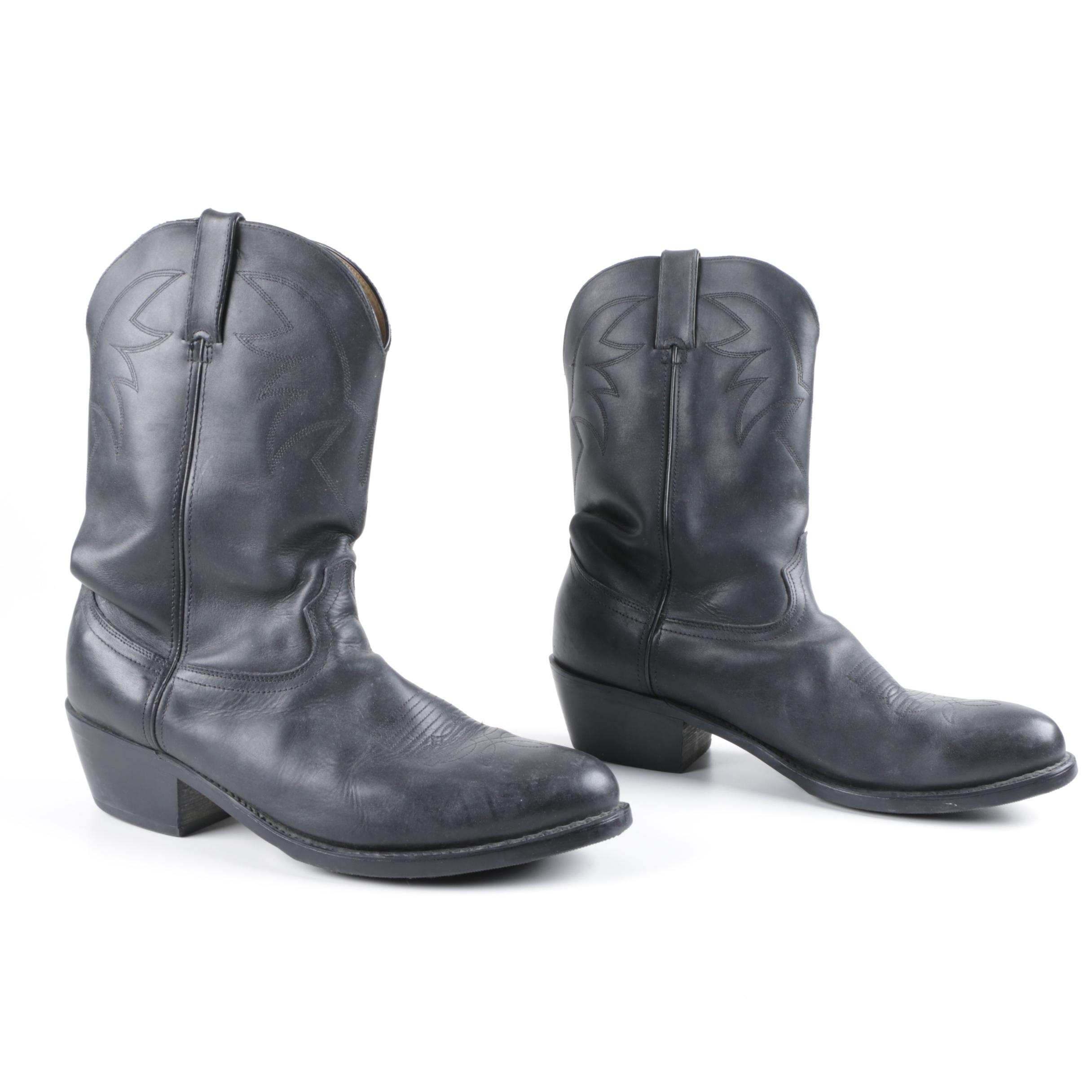Men's Durango Oiled Black Leather Cowboy Boots