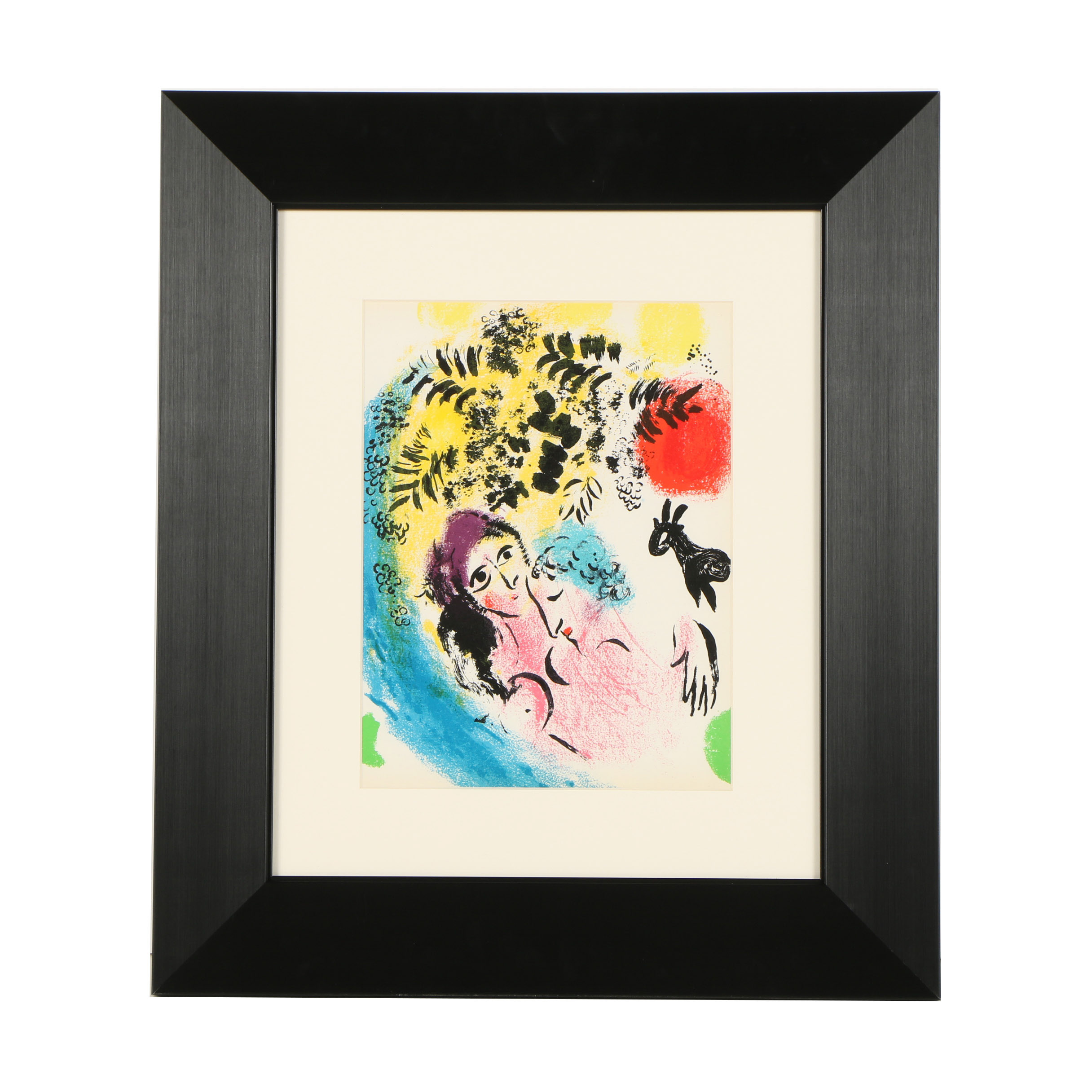 Lithograph Designed by Marc Chagall "Couple with Red Sun"