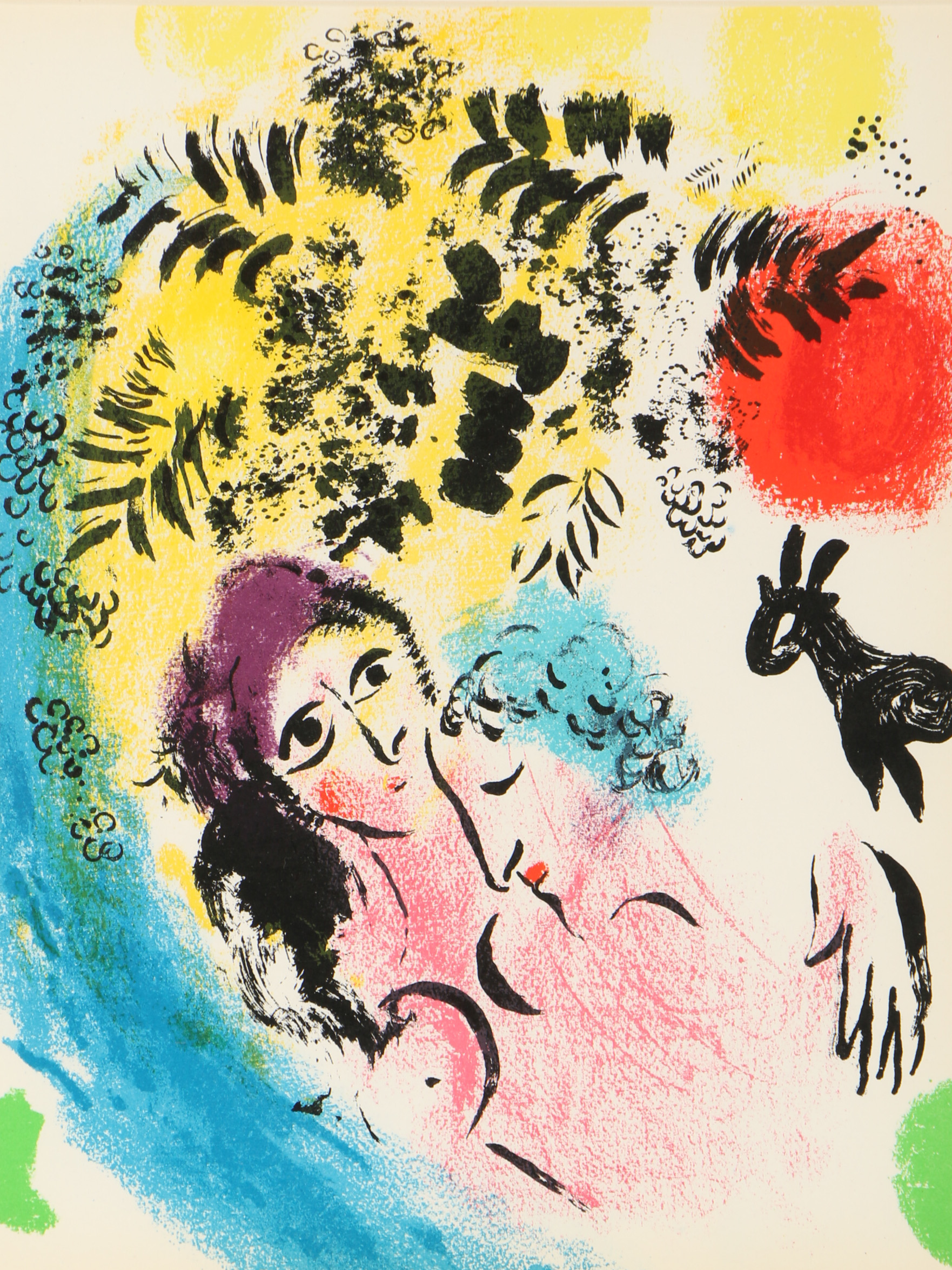 Lithograph Designed by Marc Chagall "Couple with Red Sun"