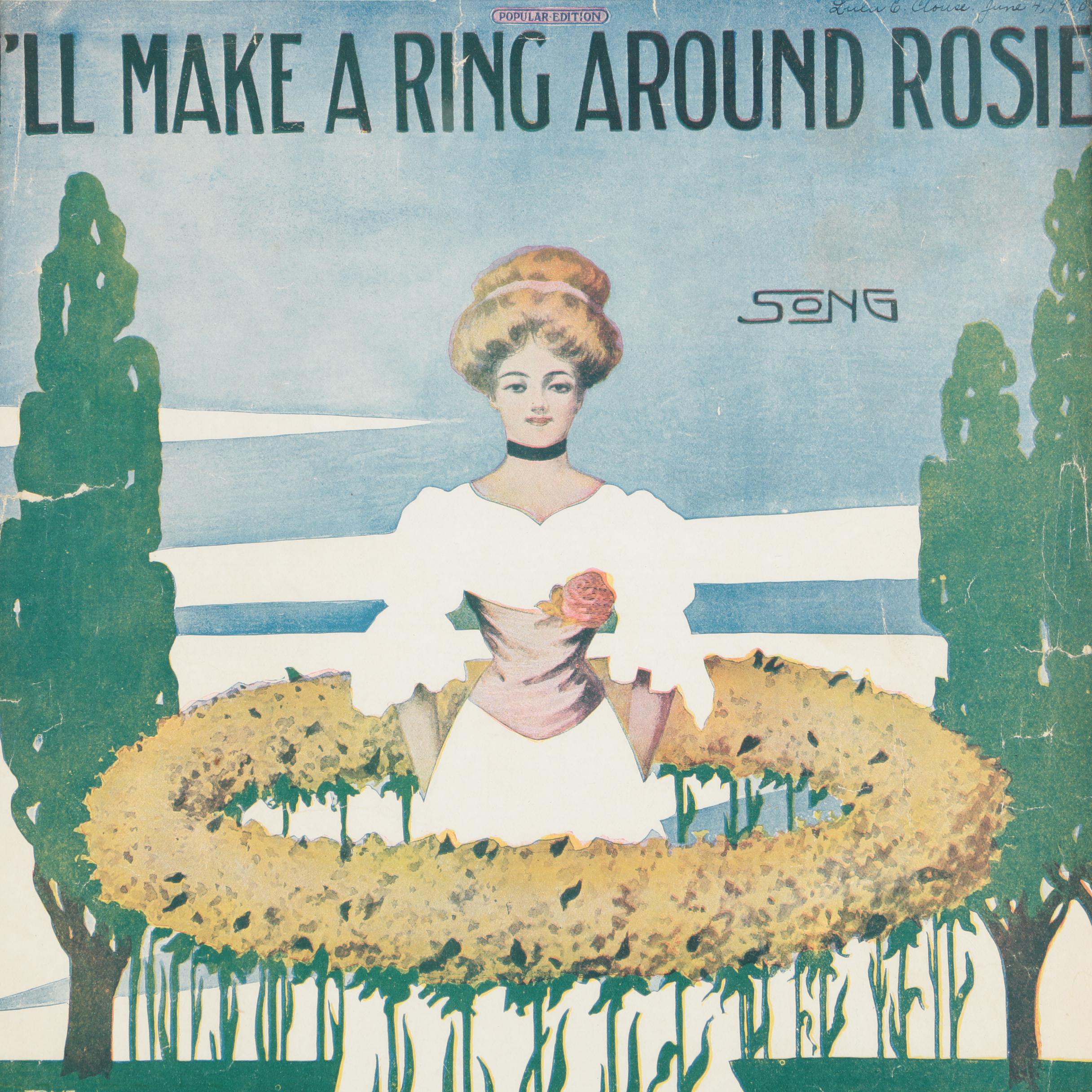 Vintage Sheet Music and Collier's Magazine In Frames