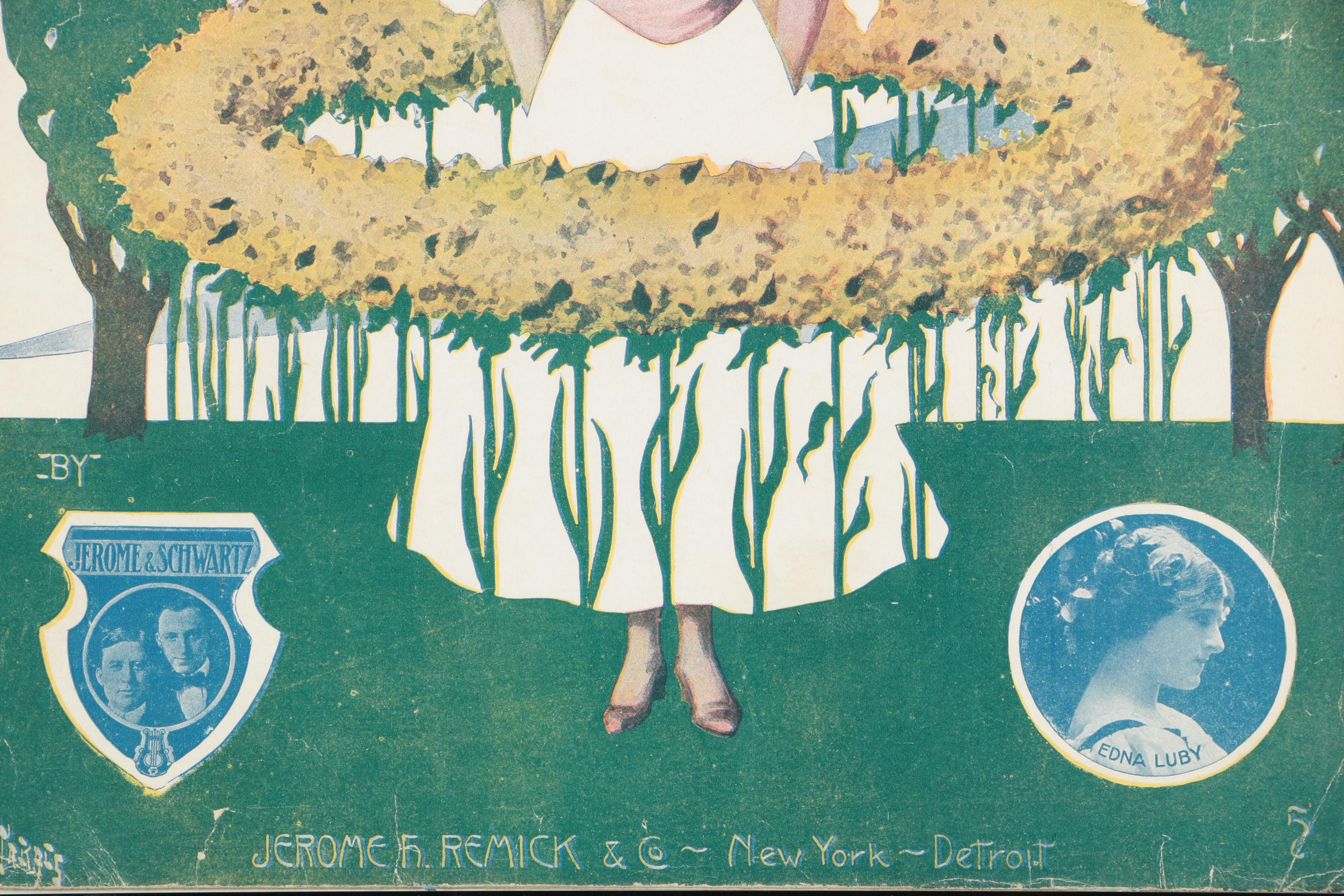 Vintage Sheet Music and Collier's Magazine In Frames