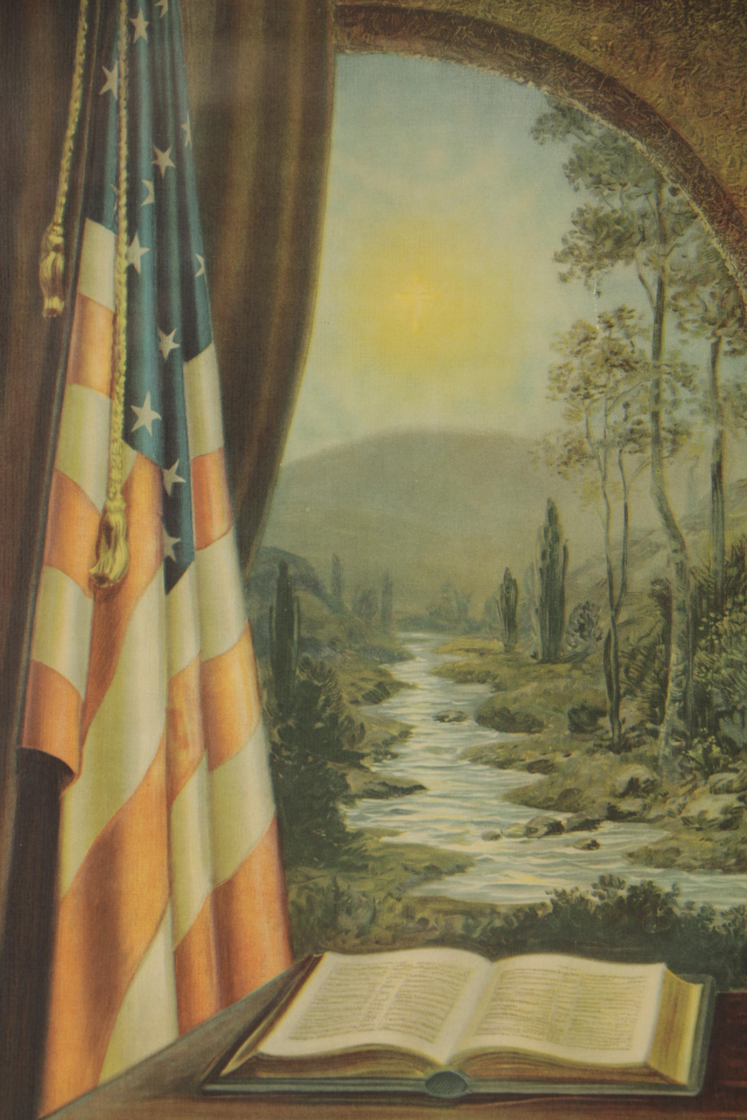 Offset Lithograph After James M. Haines "The Hope of a Nation"