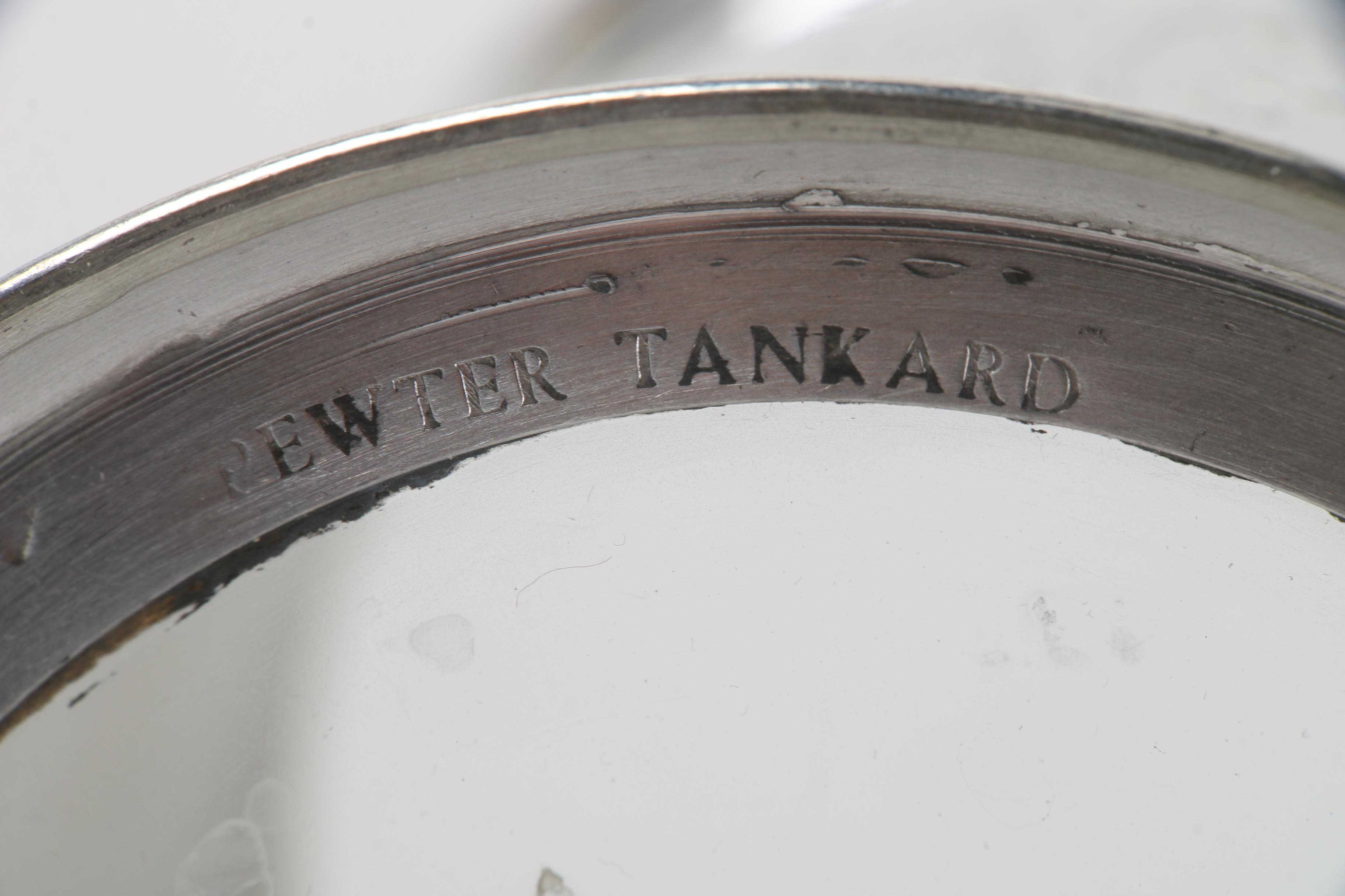 Vintage Glass-Bottomed English Pewter Steins, Including Eales of Sheffield