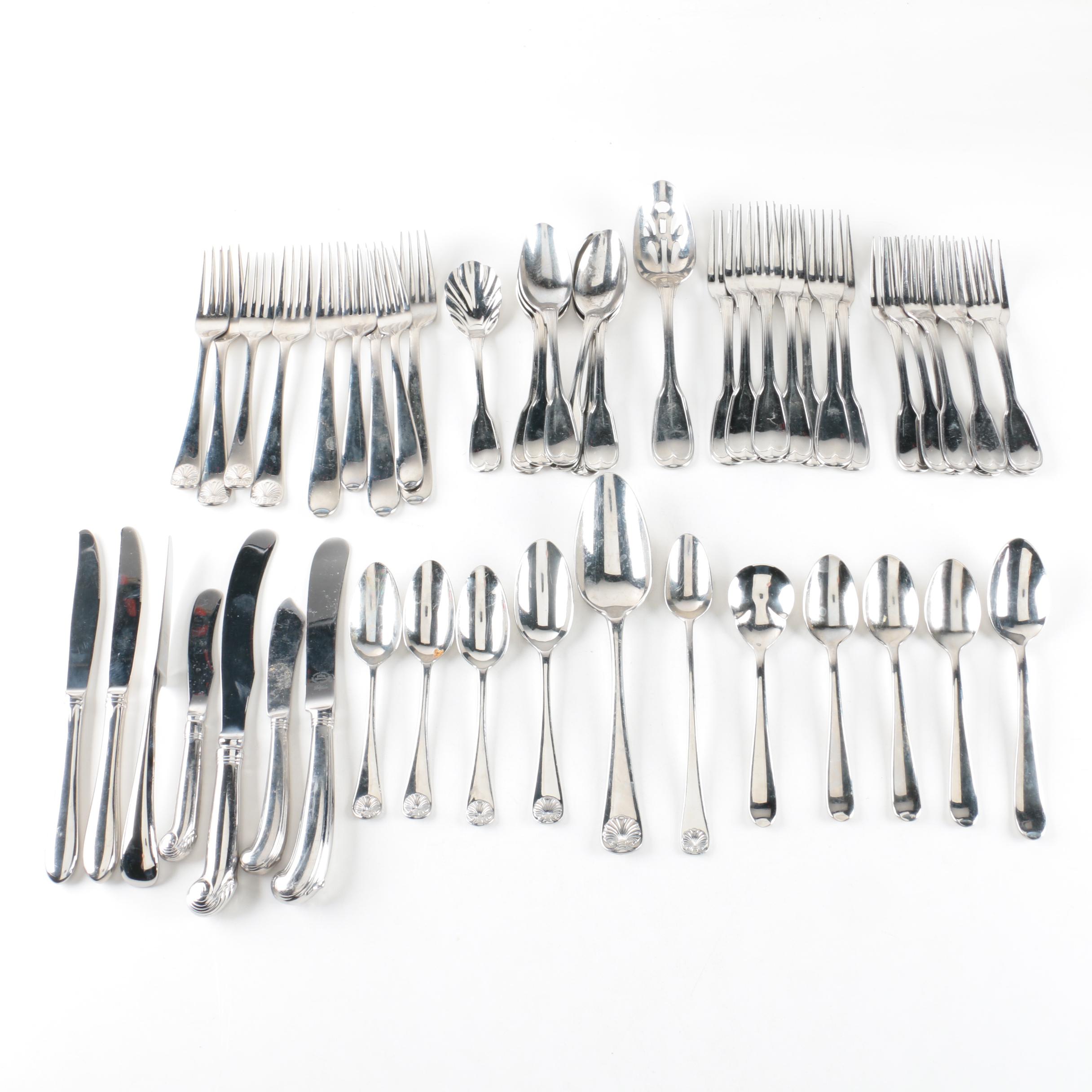 Kirk-Stieff "Williamsburg Royal Shell" Stainless Steel Spoons and Other Flatware