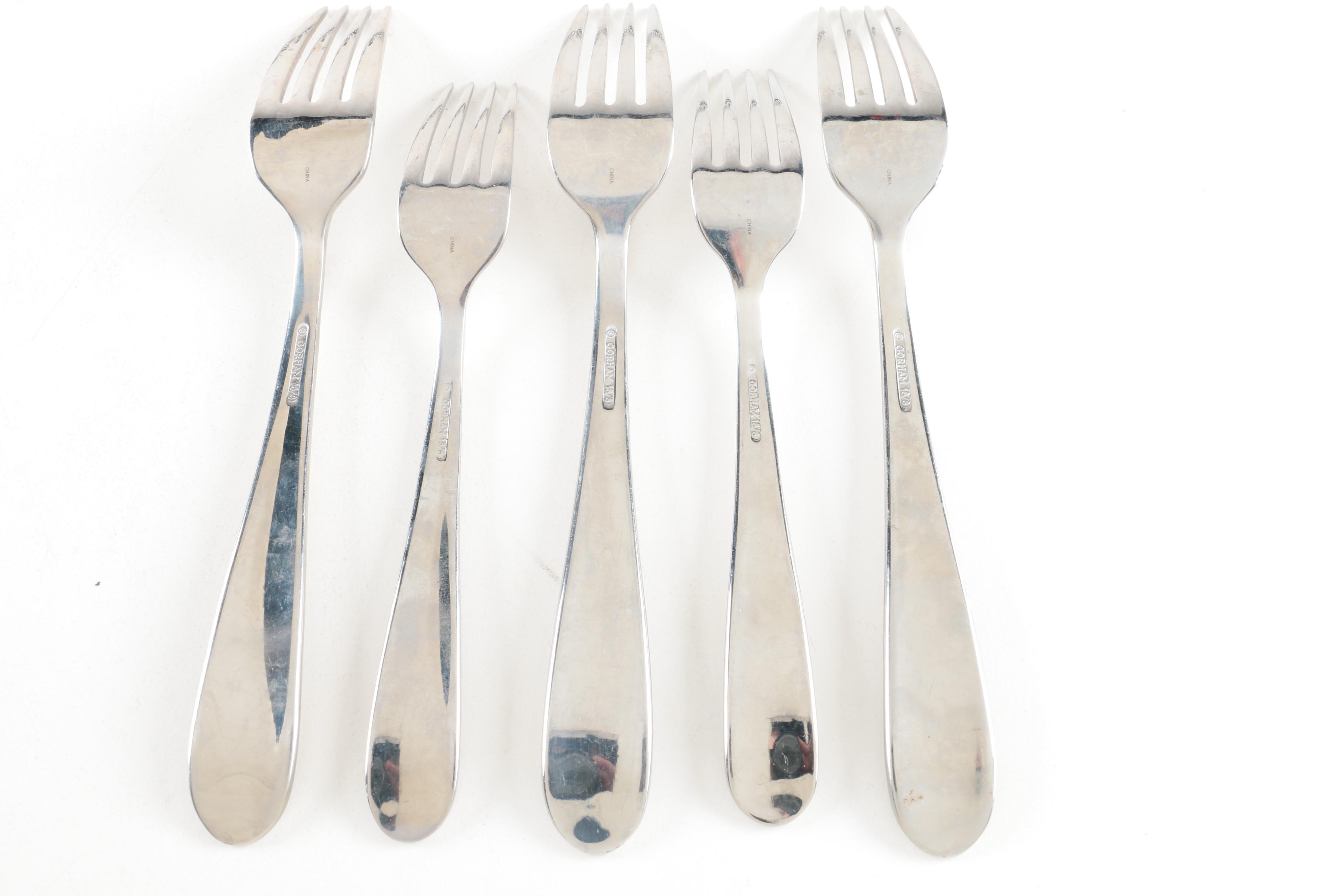 Kirk-Stieff "Williamsburg Royal Shell" Stainless Steel Spoons and Other Flatware