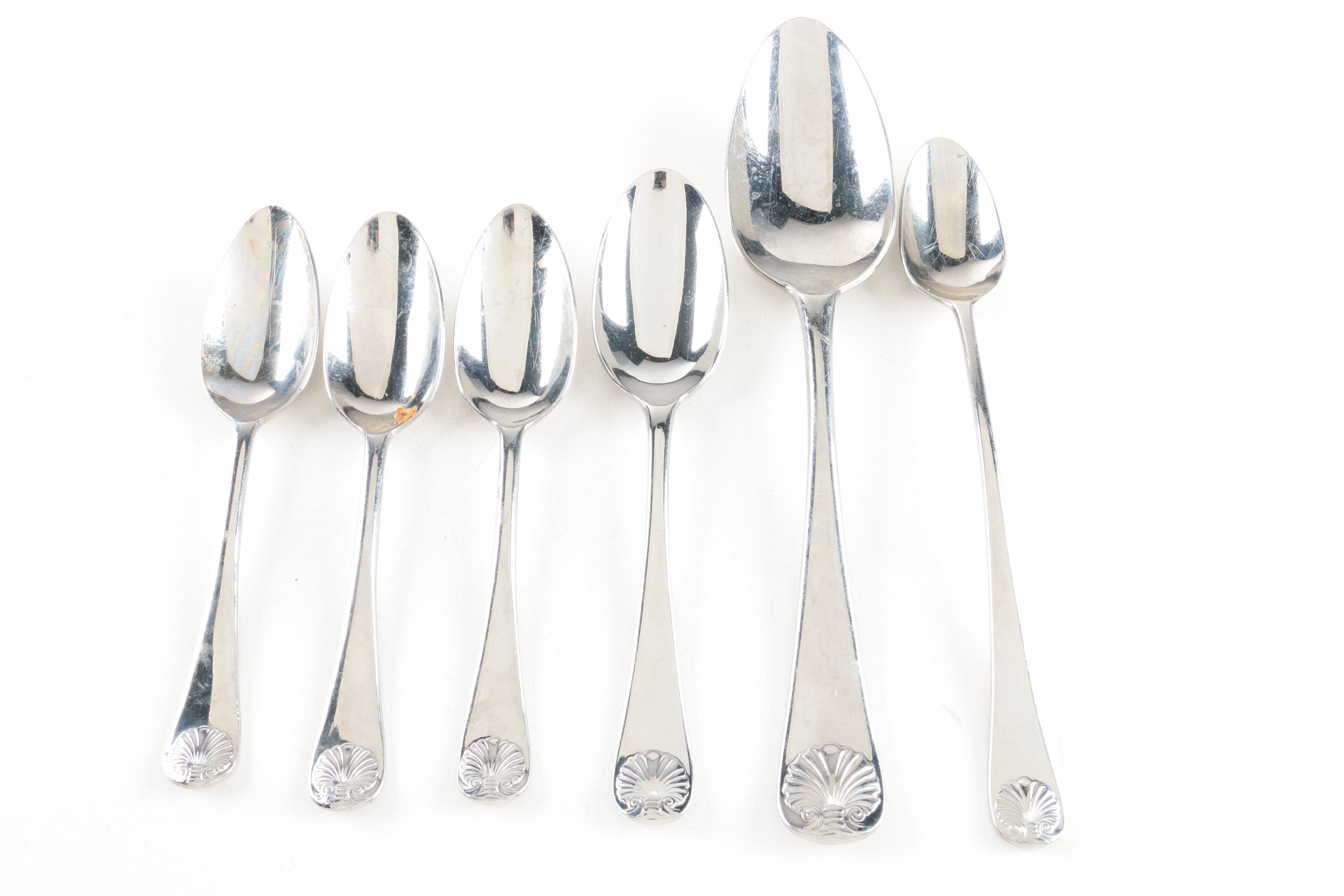 Kirk-Stieff "Williamsburg Royal Shell" Stainless Steel Spoons and Other Flatware