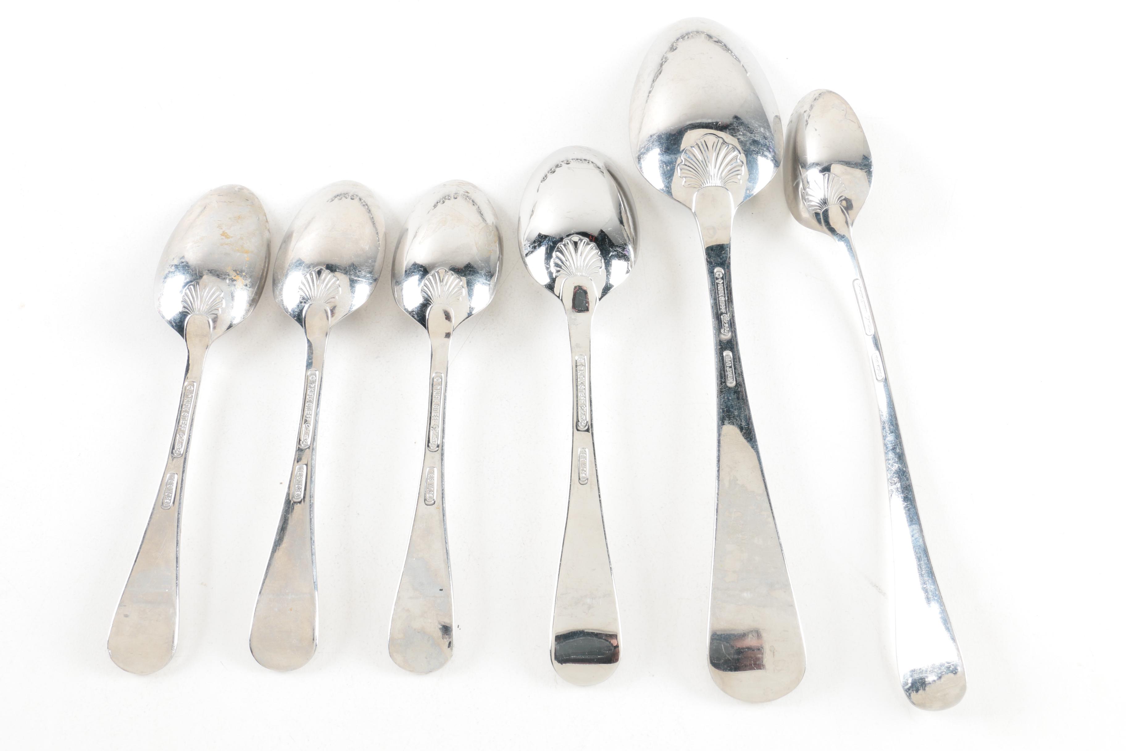 Kirk-Stieff "Williamsburg Royal Shell" Stainless Steel Spoons and Other Flatware