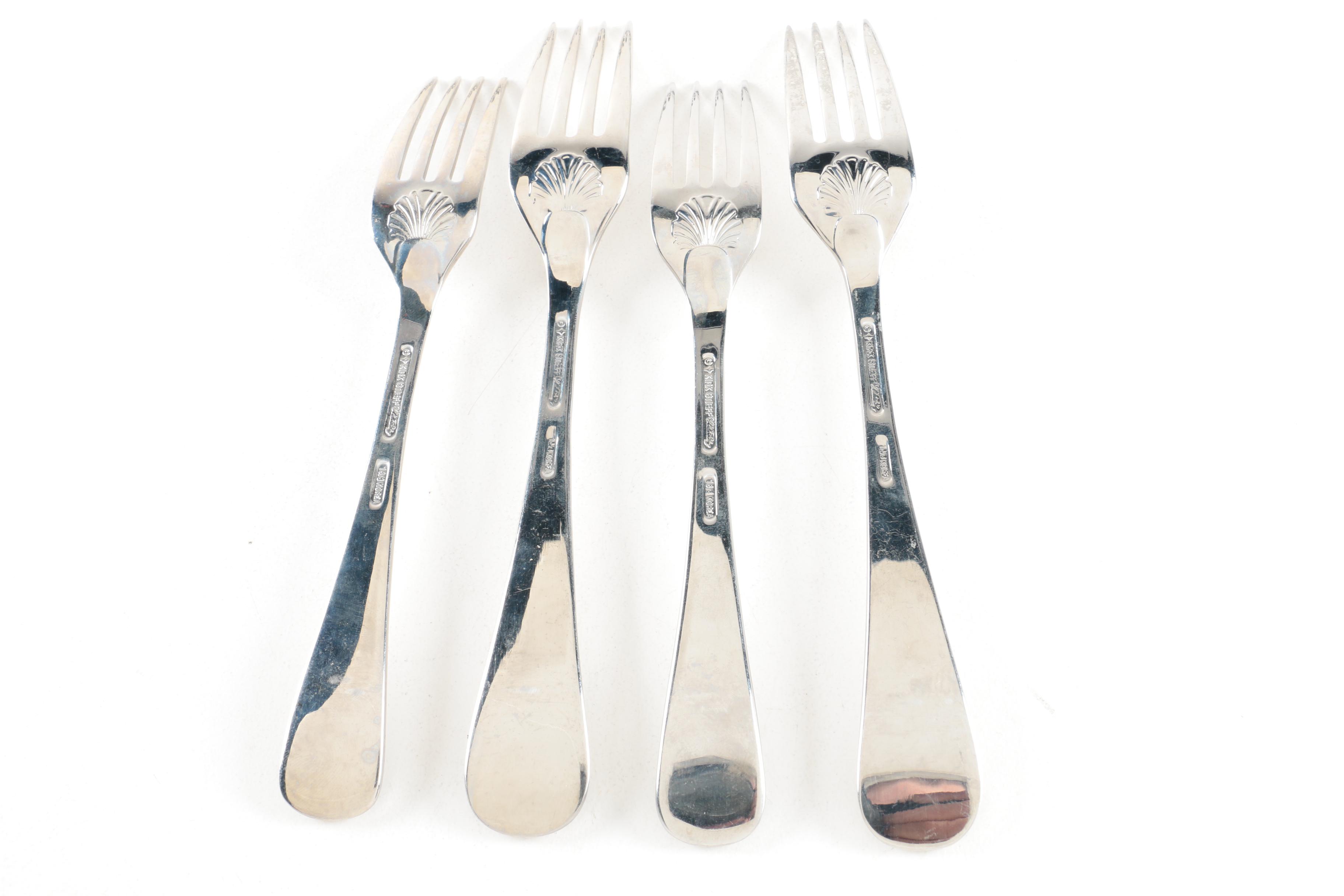 Kirk-Stieff "Williamsburg Royal Shell" Stainless Steel Spoons and Other Flatware