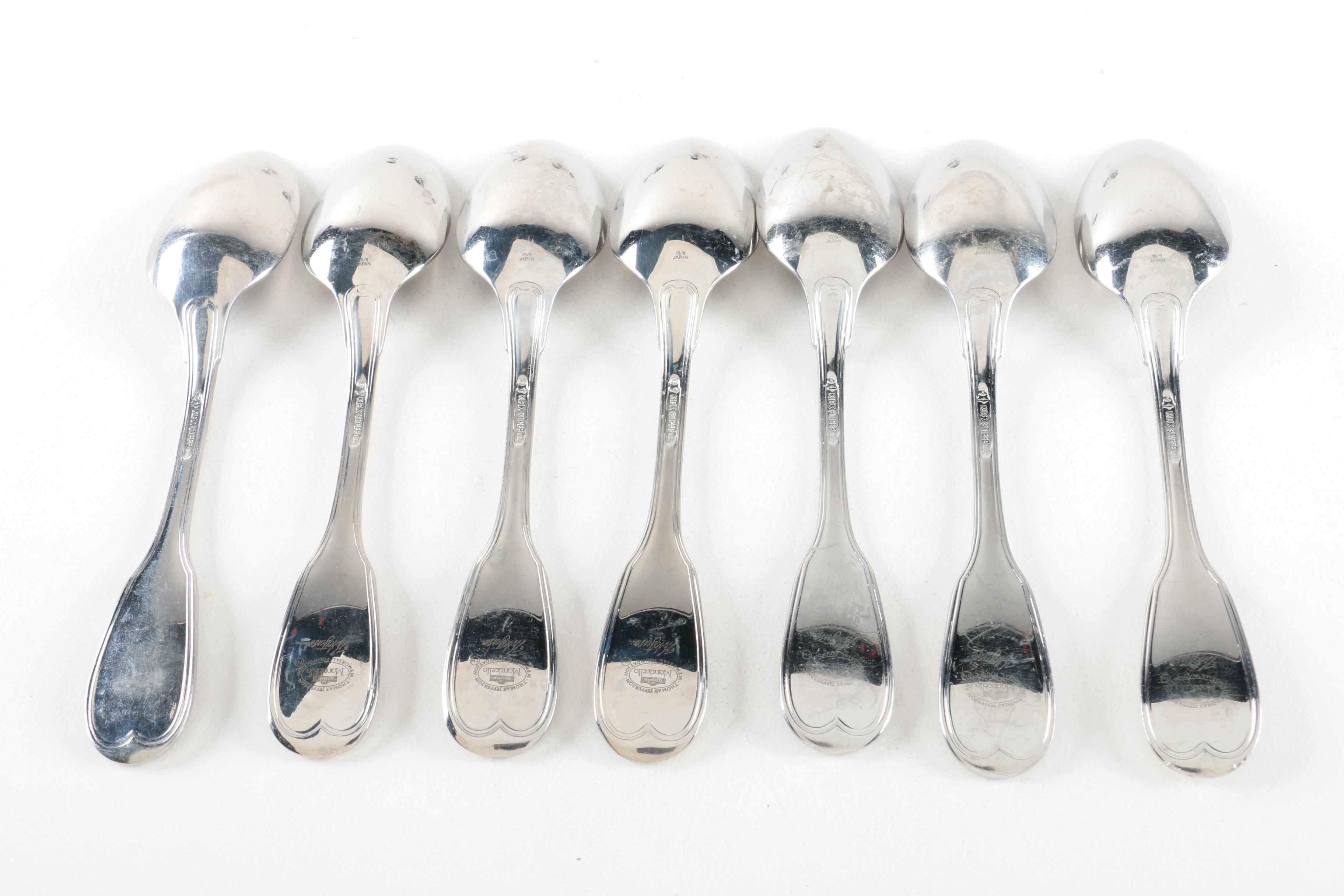 Kirk-Stieff "Williamsburg Royal Shell" Stainless Steel Spoons and Other Flatware