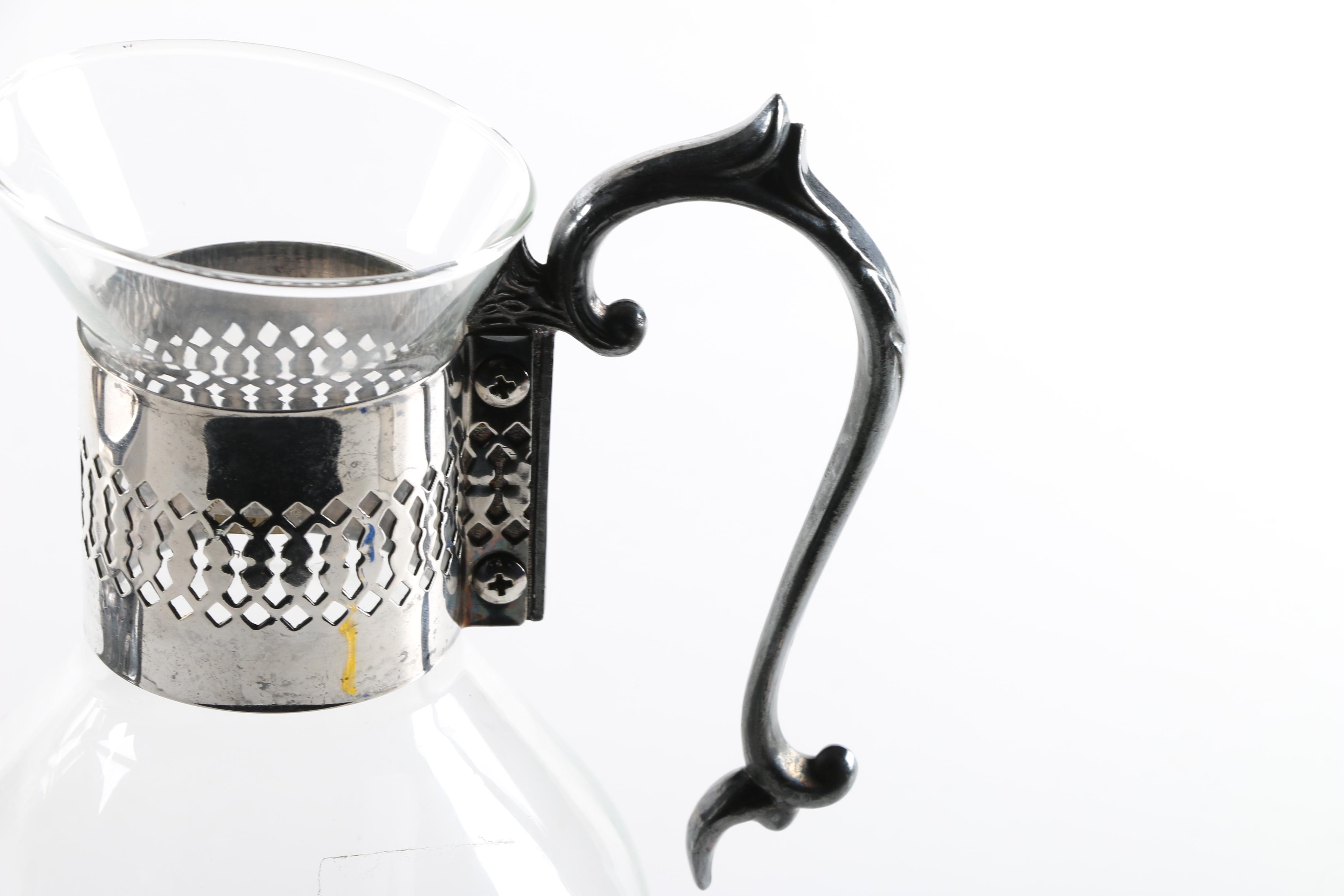 Sheridan Glass and Silver Plate Coffee Carafe and Warmer