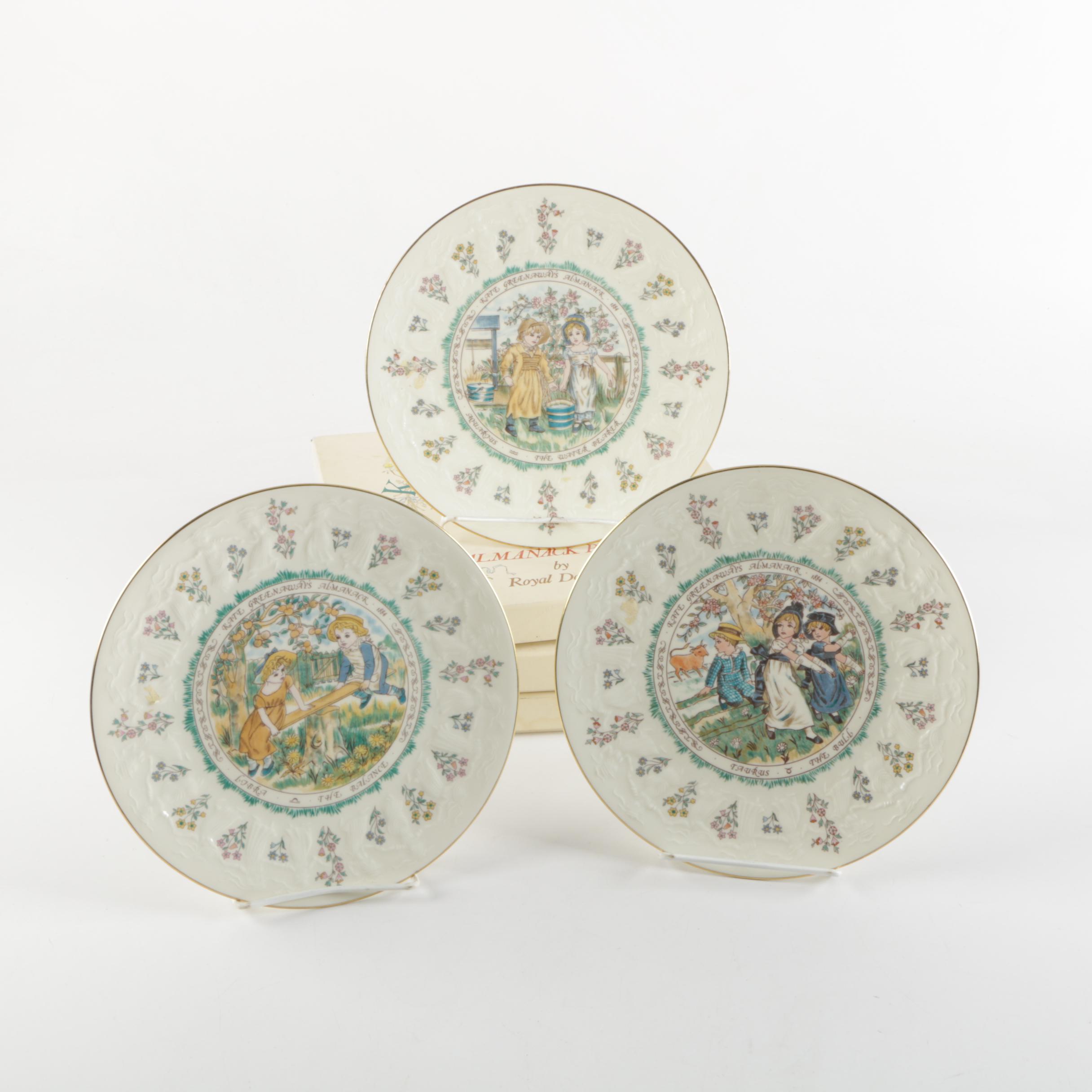 1977 Vintage Kate Greenaway Almanack 1884 Decorative Ceramic Plates