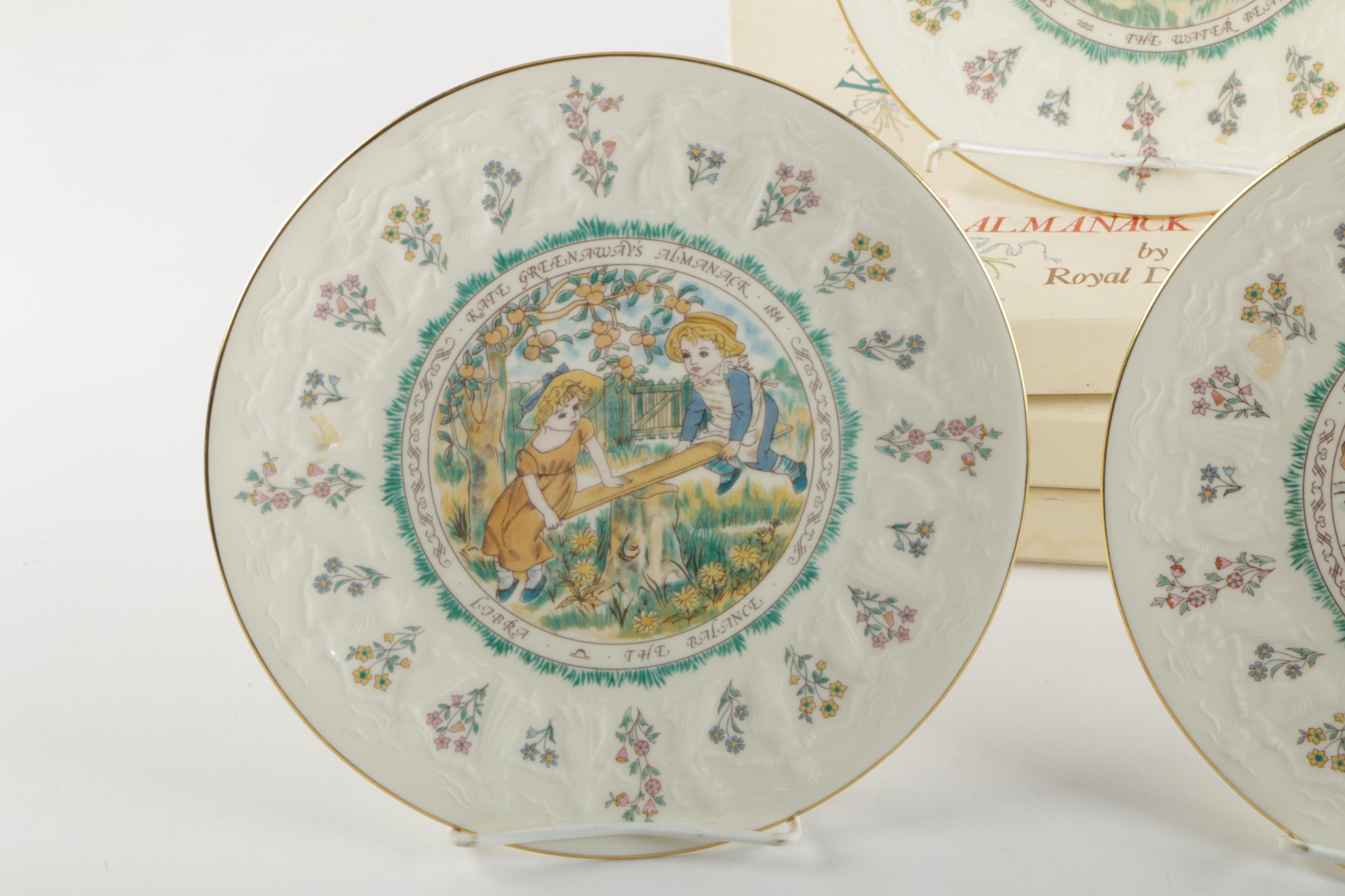 1977 Vintage Kate Greenaway Almanack 1884 Decorative Ceramic Plates