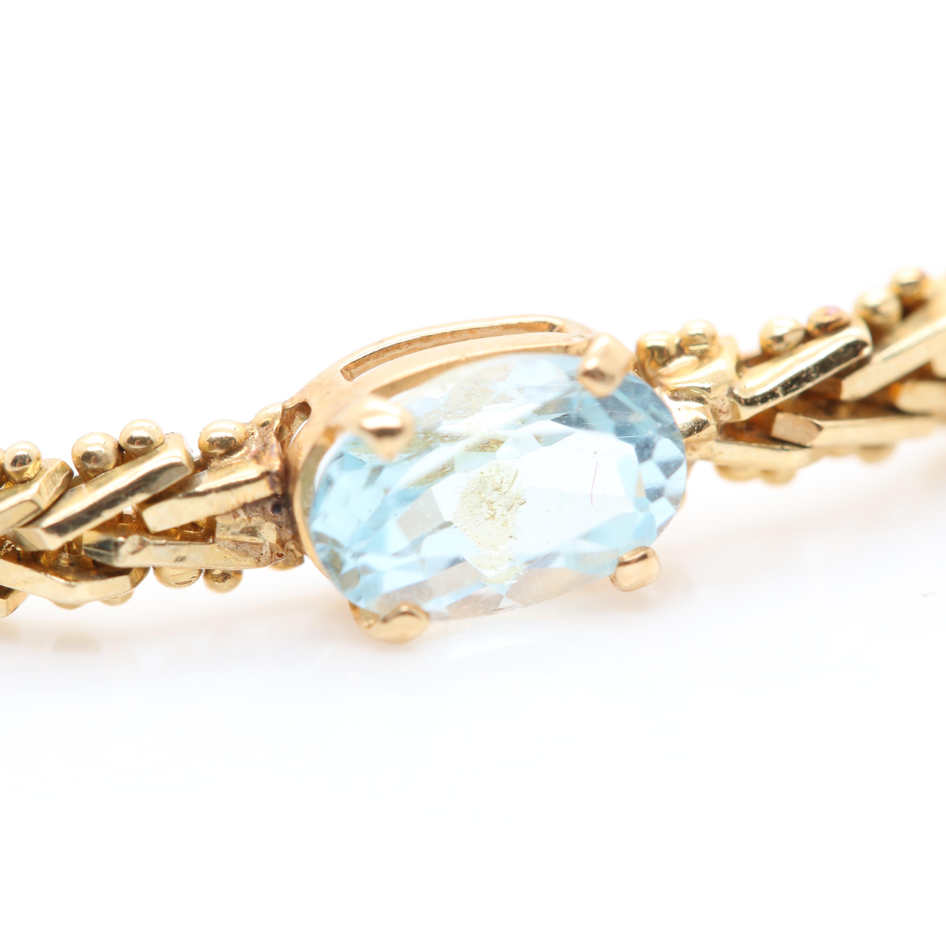 14K Yellow Gold Citrine, Peridot, Garnet, Blue Topaz and Amethyst Bracelet