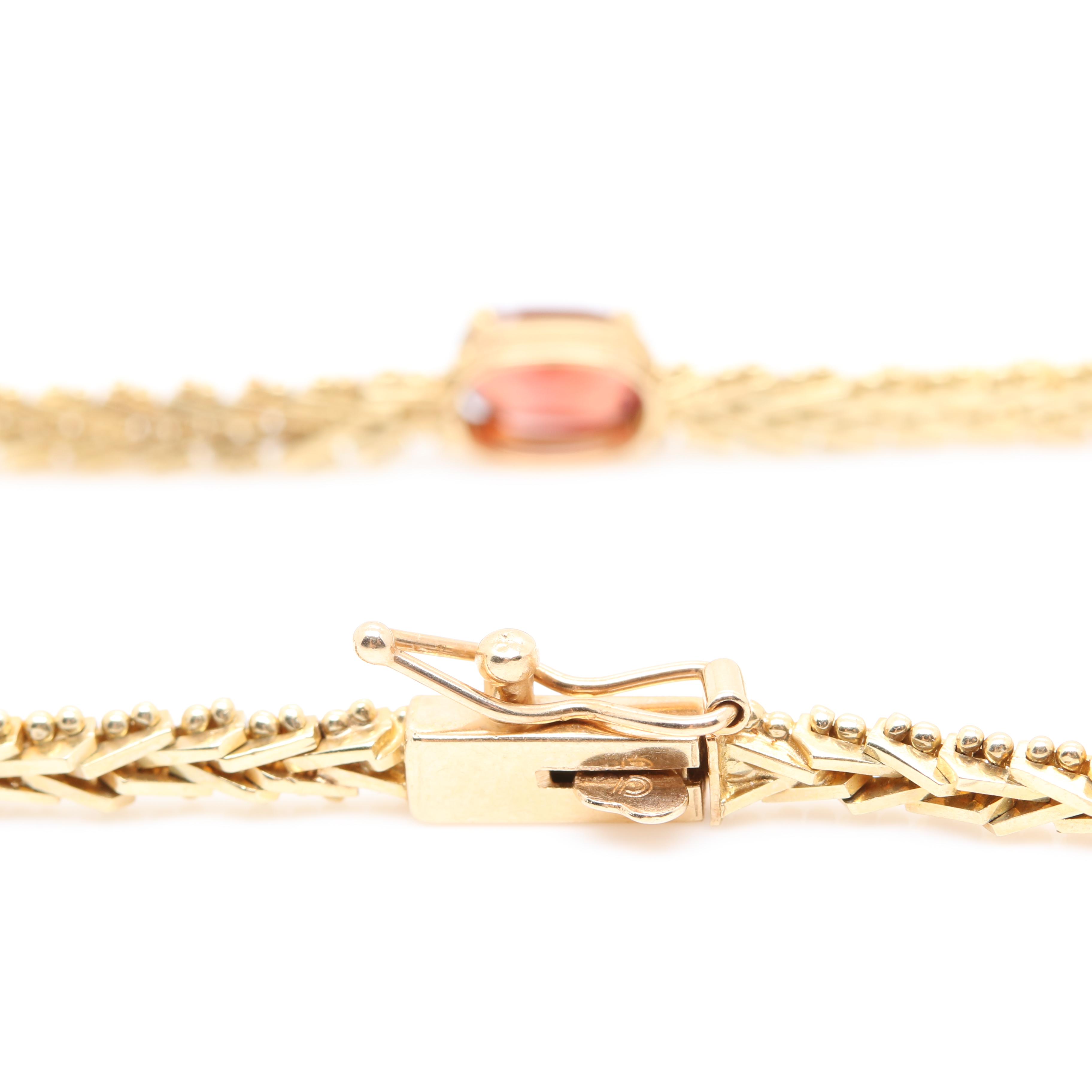 14K Yellow Gold Citrine, Peridot, Garnet, Blue Topaz and Amethyst Bracelet