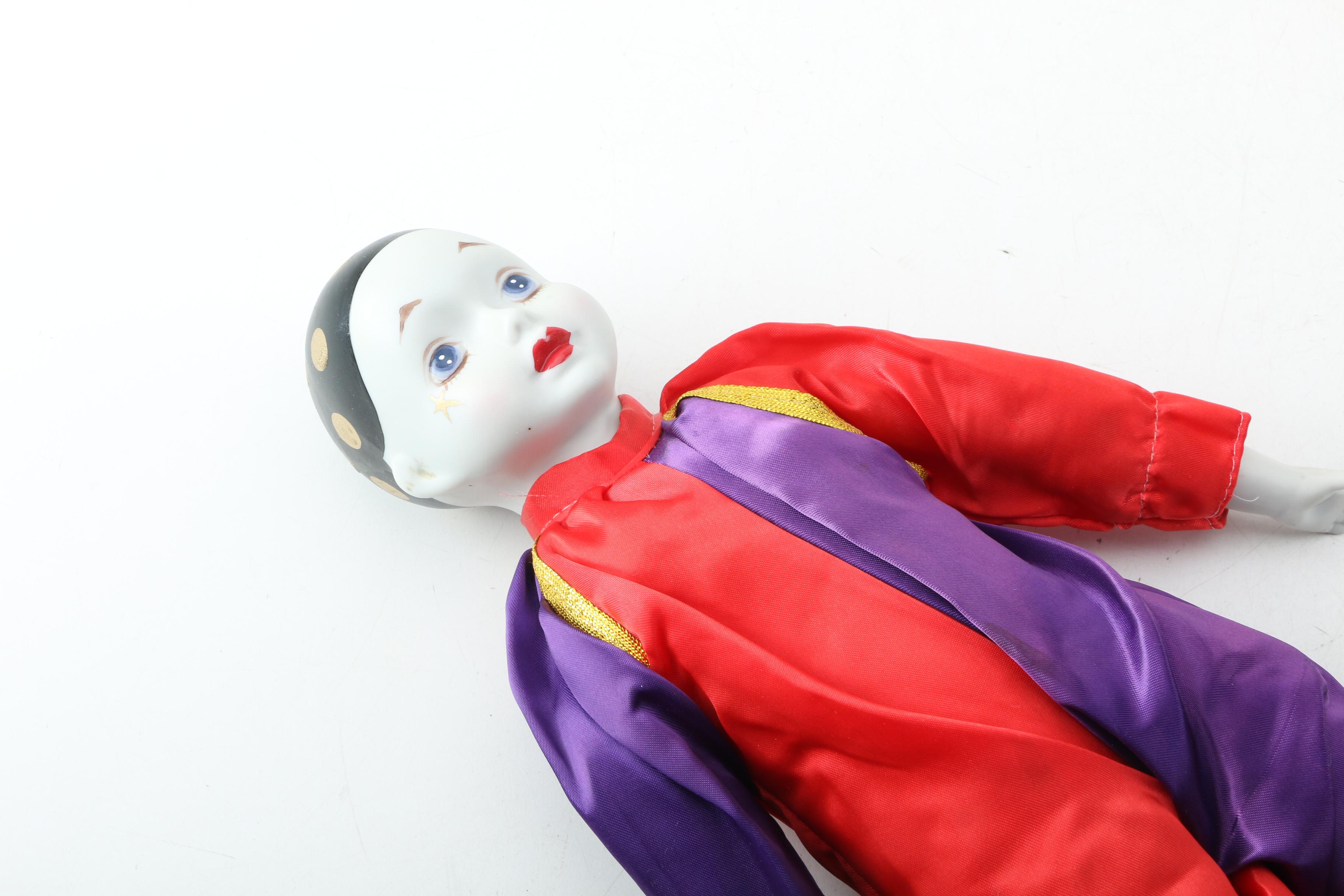 Vintage Pierrot Porcelain Dolls Featuring Madame Verte for Gorham