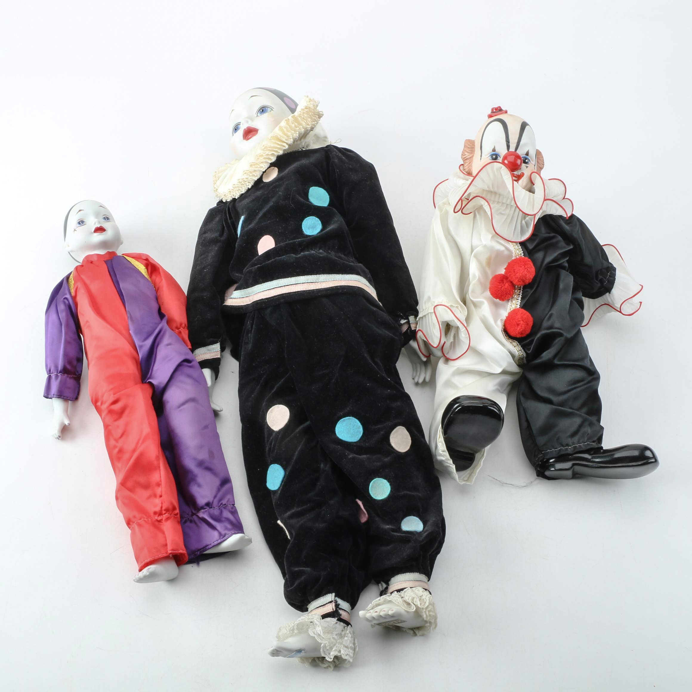 Vintage Pierrot Porcelain Dolls Featuring Madame Verte for Gorham