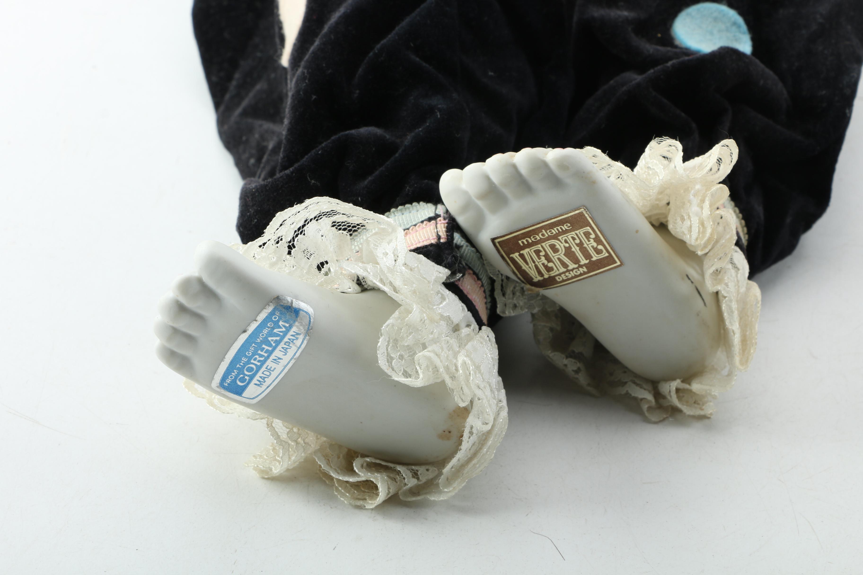 Vintage Pierrot Porcelain Dolls Featuring Madame Verte for Gorham