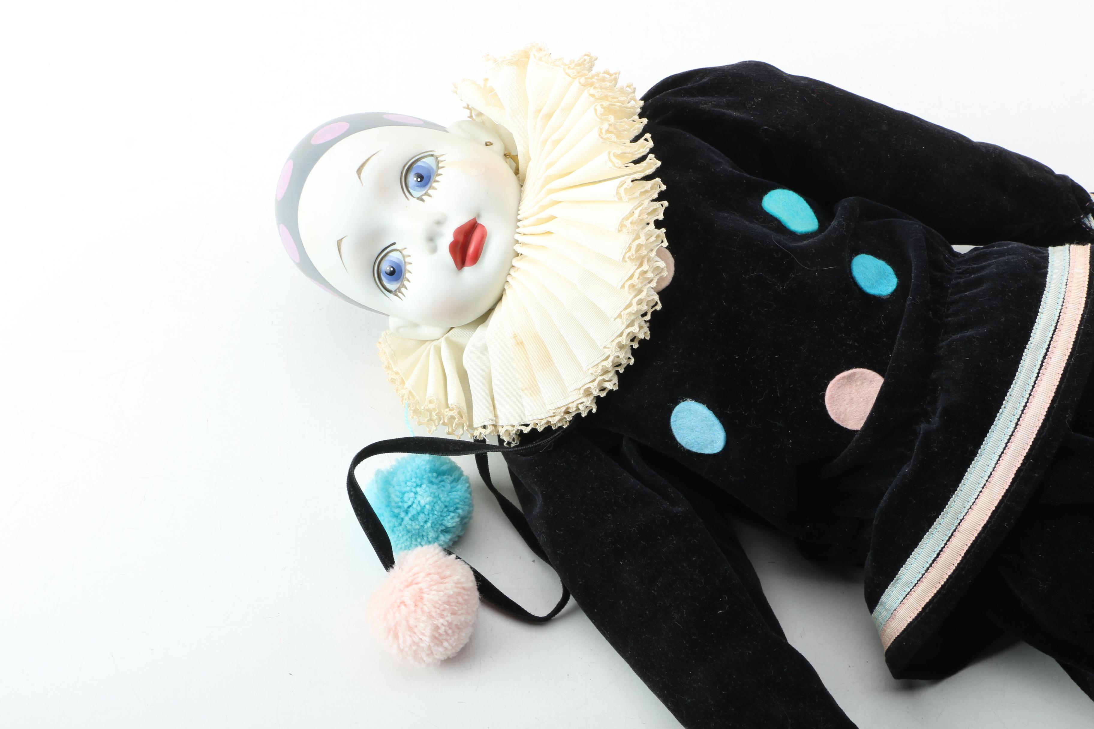 Vintage Pierrot Porcelain Dolls Featuring Madame Verte for Gorham