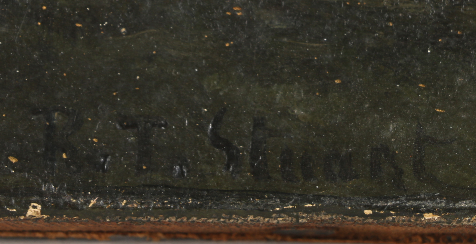 Robert Stuart Antique Oil Painting of Morning Lakeside Scene