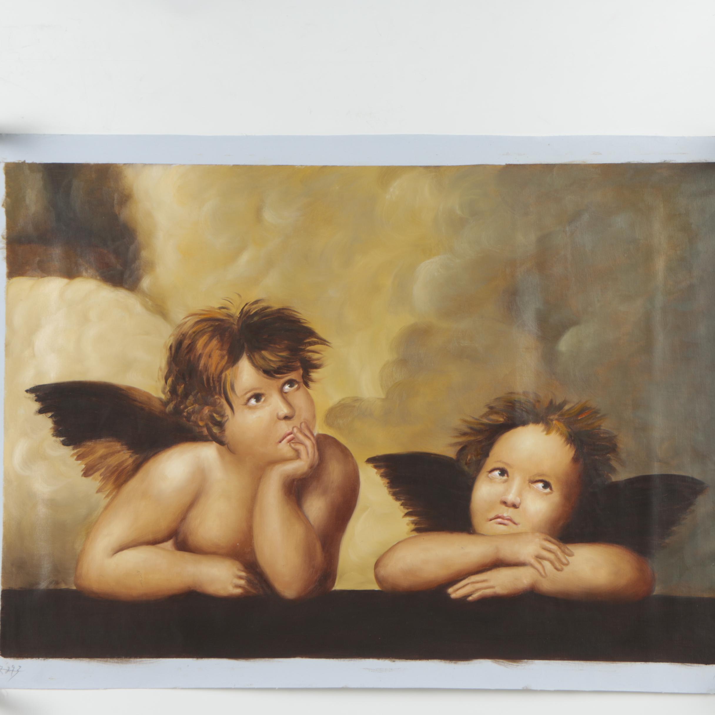 Oil on Canvas Painting Copy of Raphael "Sistine Madonna"