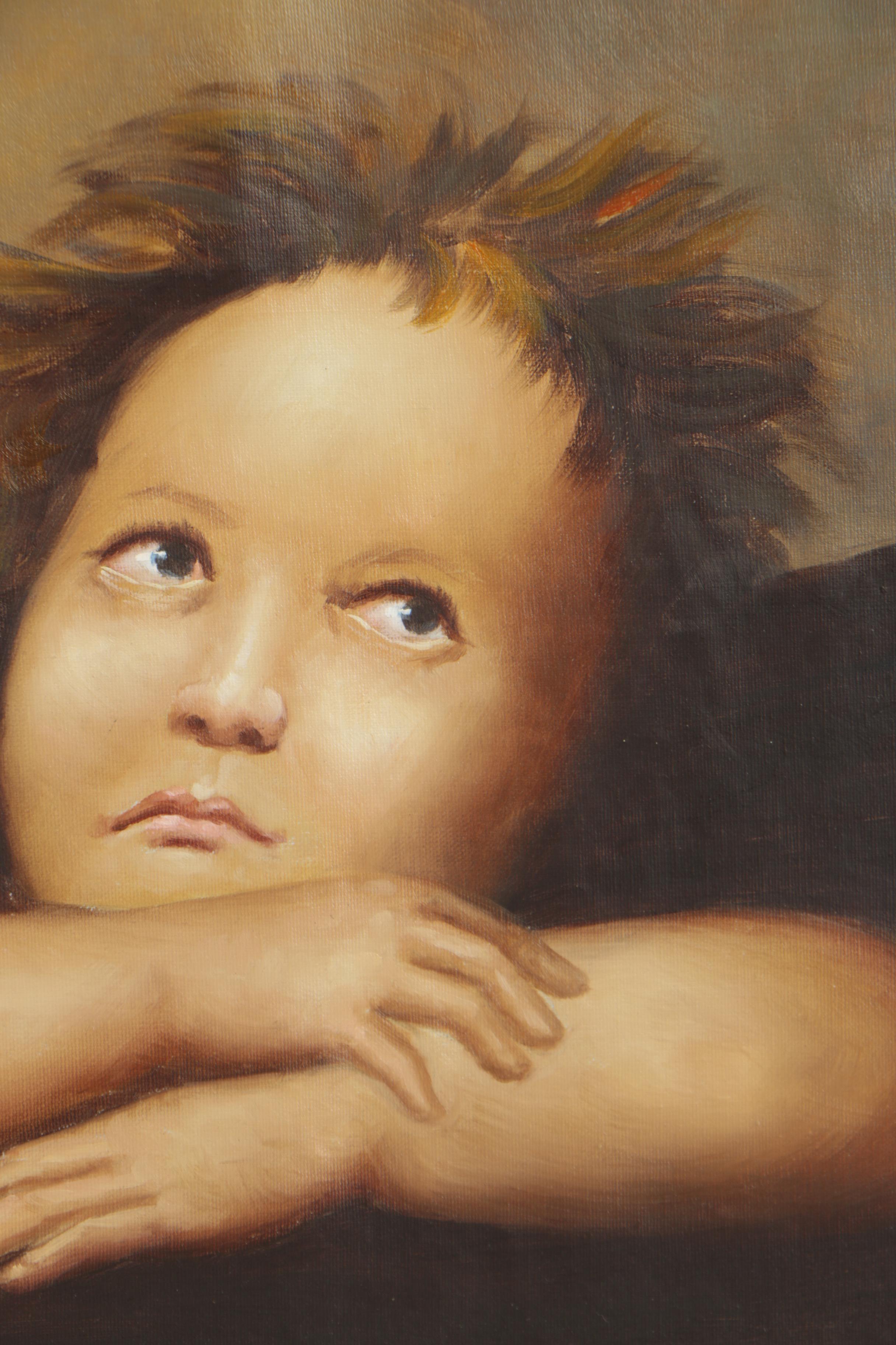 Oil on Canvas Painting Copy of Raphael "Sistine Madonna"