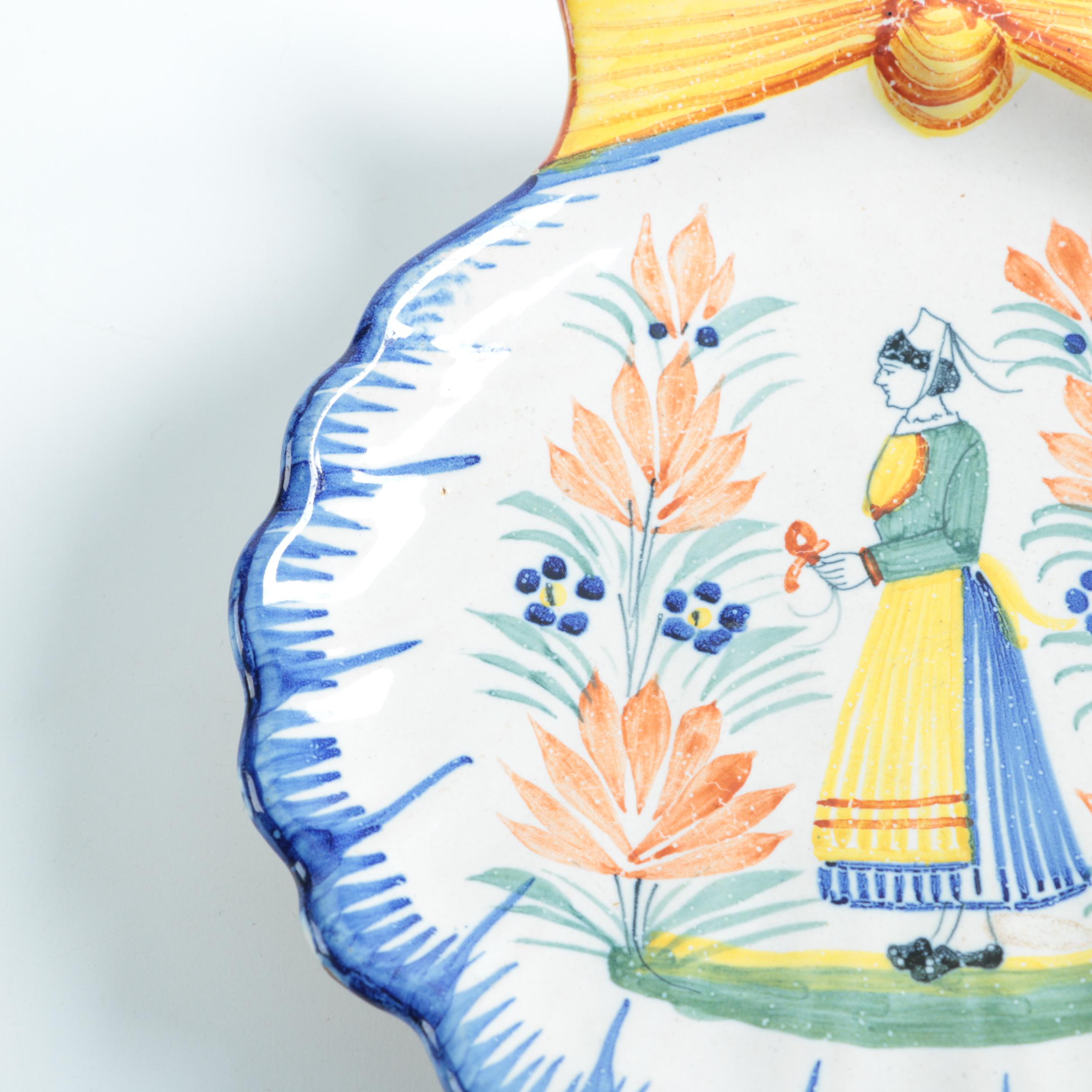 Henriot Quimper French Faience Pottery Bowl and Plate