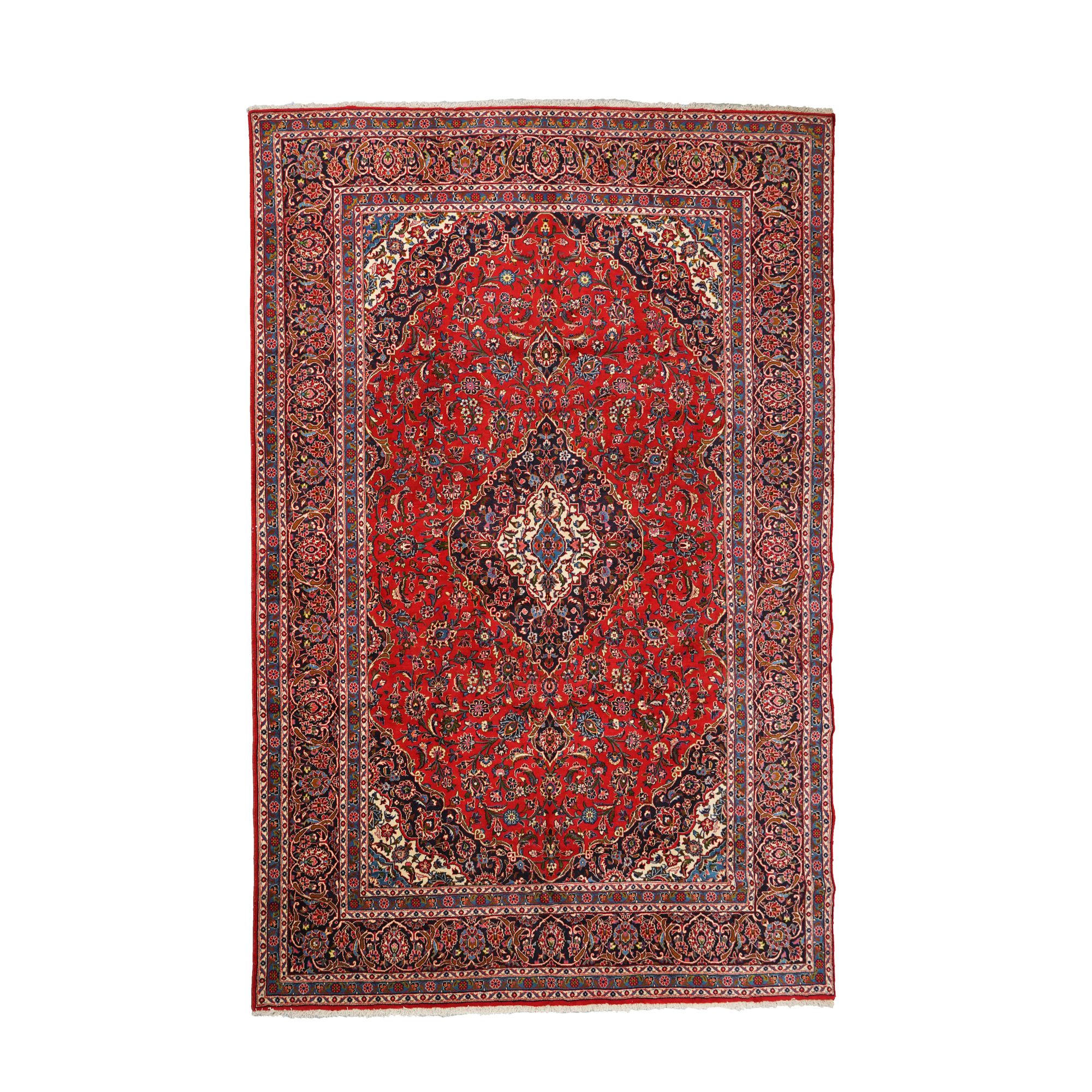 Hand-Knotted Persian Kashan Wool Room Size Rug