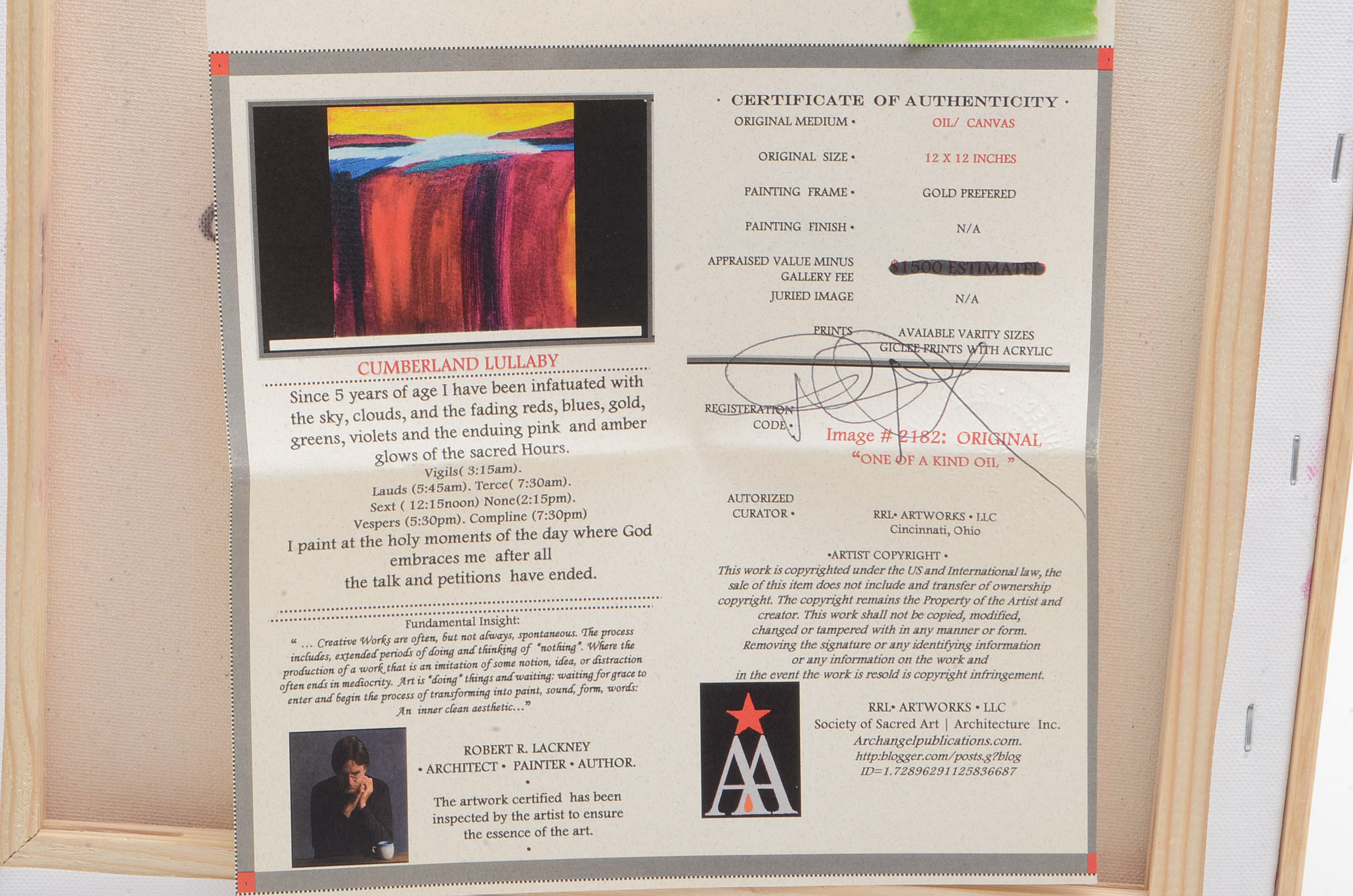 Robert Lackney Oil Painting "Cumberland Lullaby"