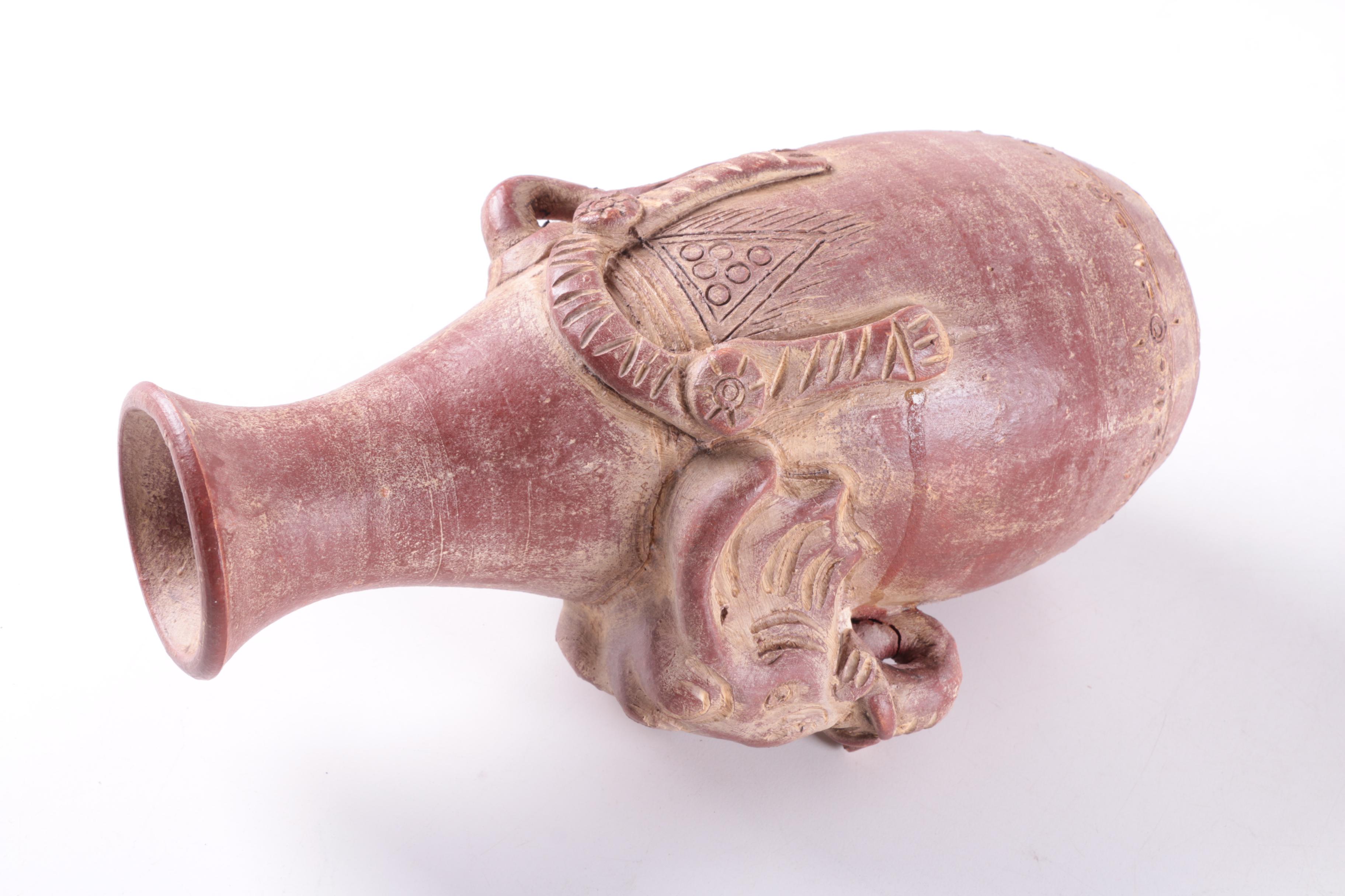 Earthenware Thai Elephant Themed Vases