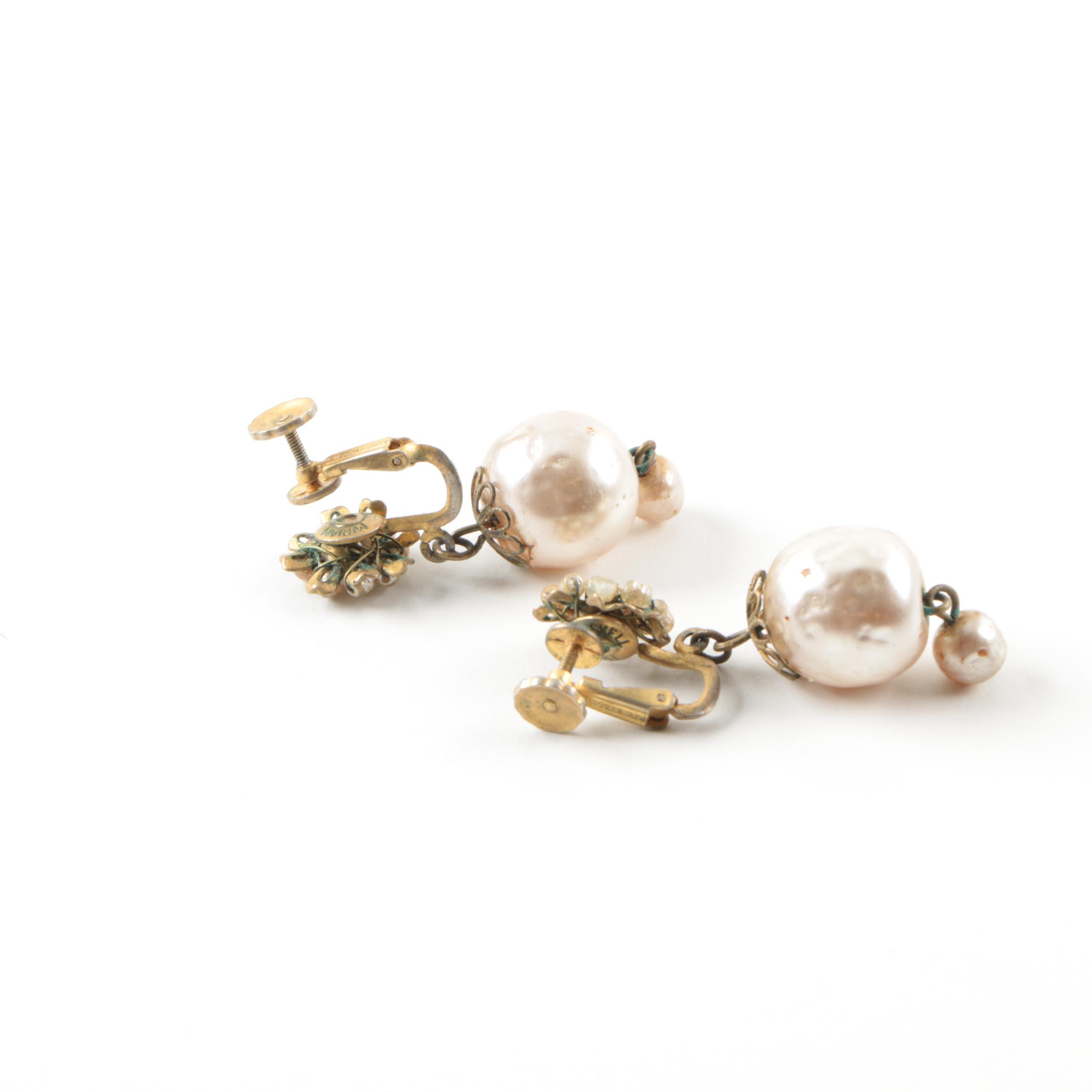 Brooks Brothers Imitation Pearl Necklace and Miriam Haskell Earrings