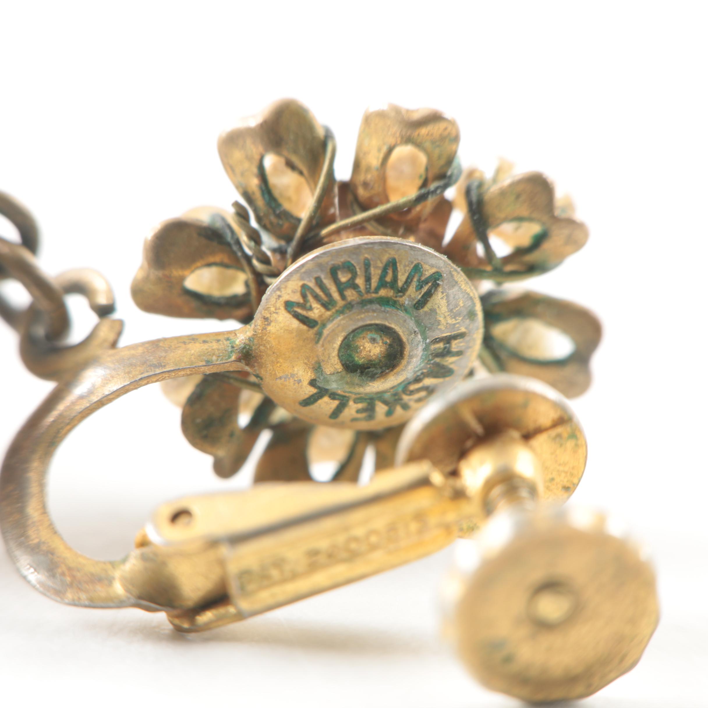 Brooks Brothers Imitation Pearl Necklace and Miriam Haskell Earrings