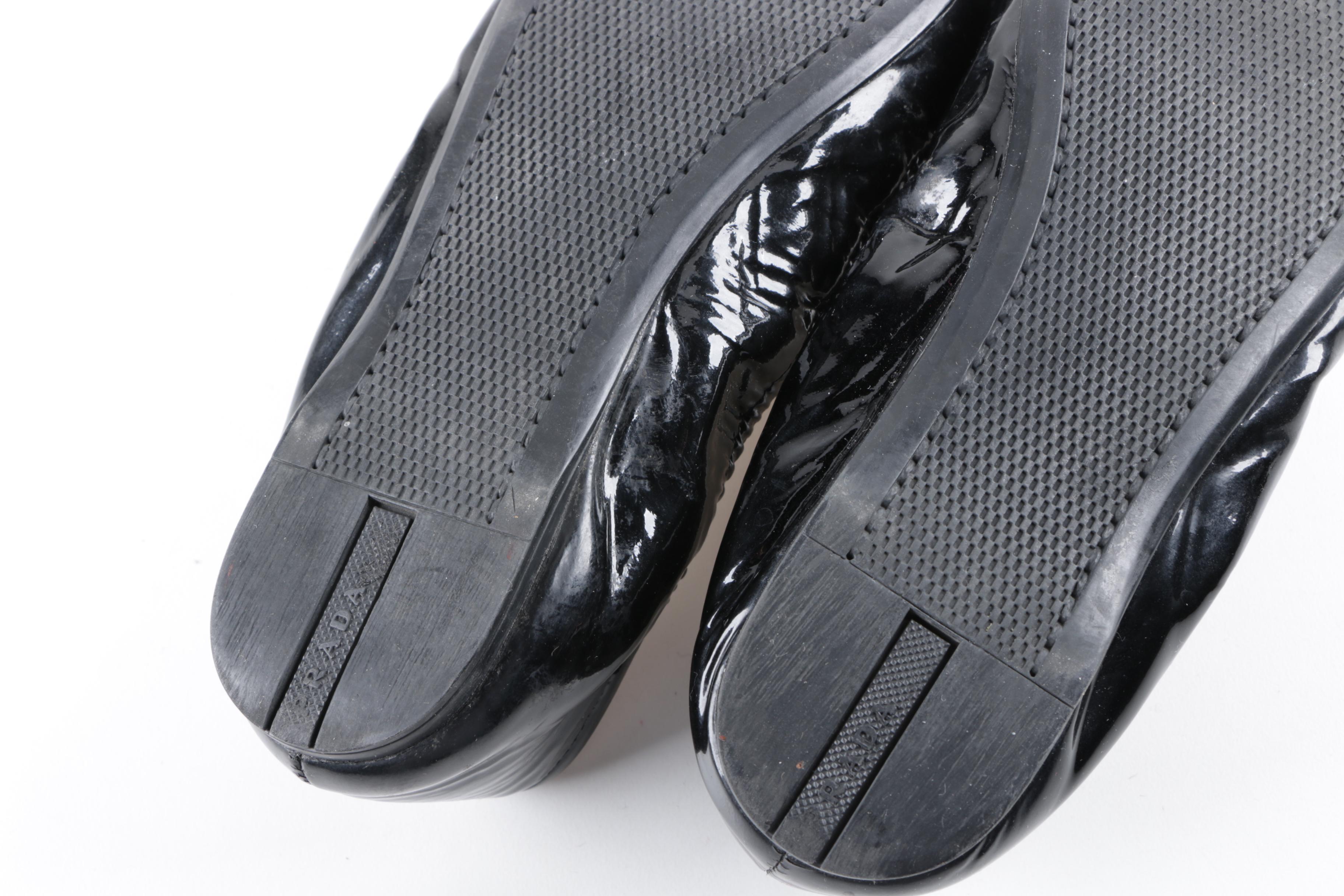 Women's Prada Black Patent Leather Ballet Flats