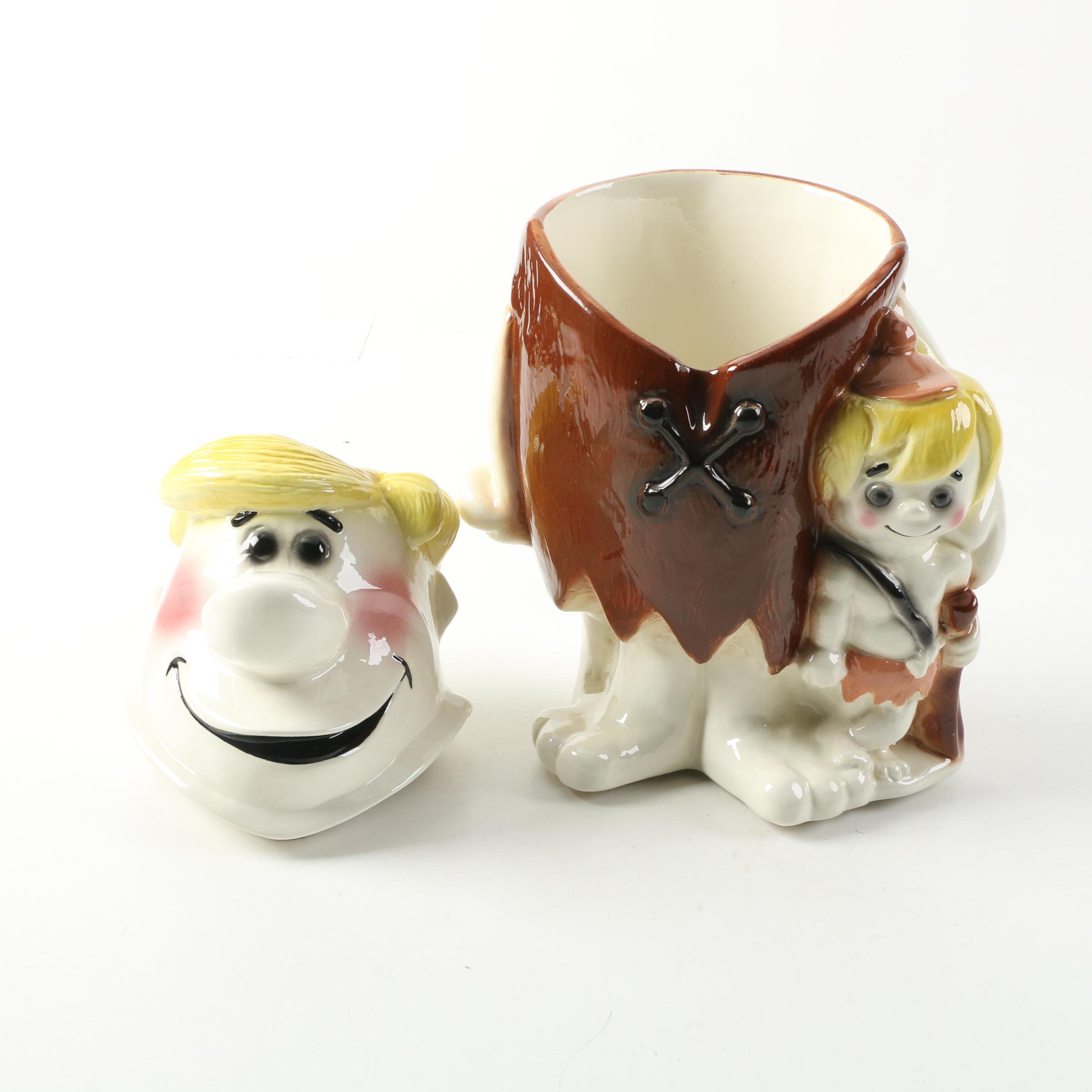 Barney Rubble and Bam-Bam Themed Cookie Jar