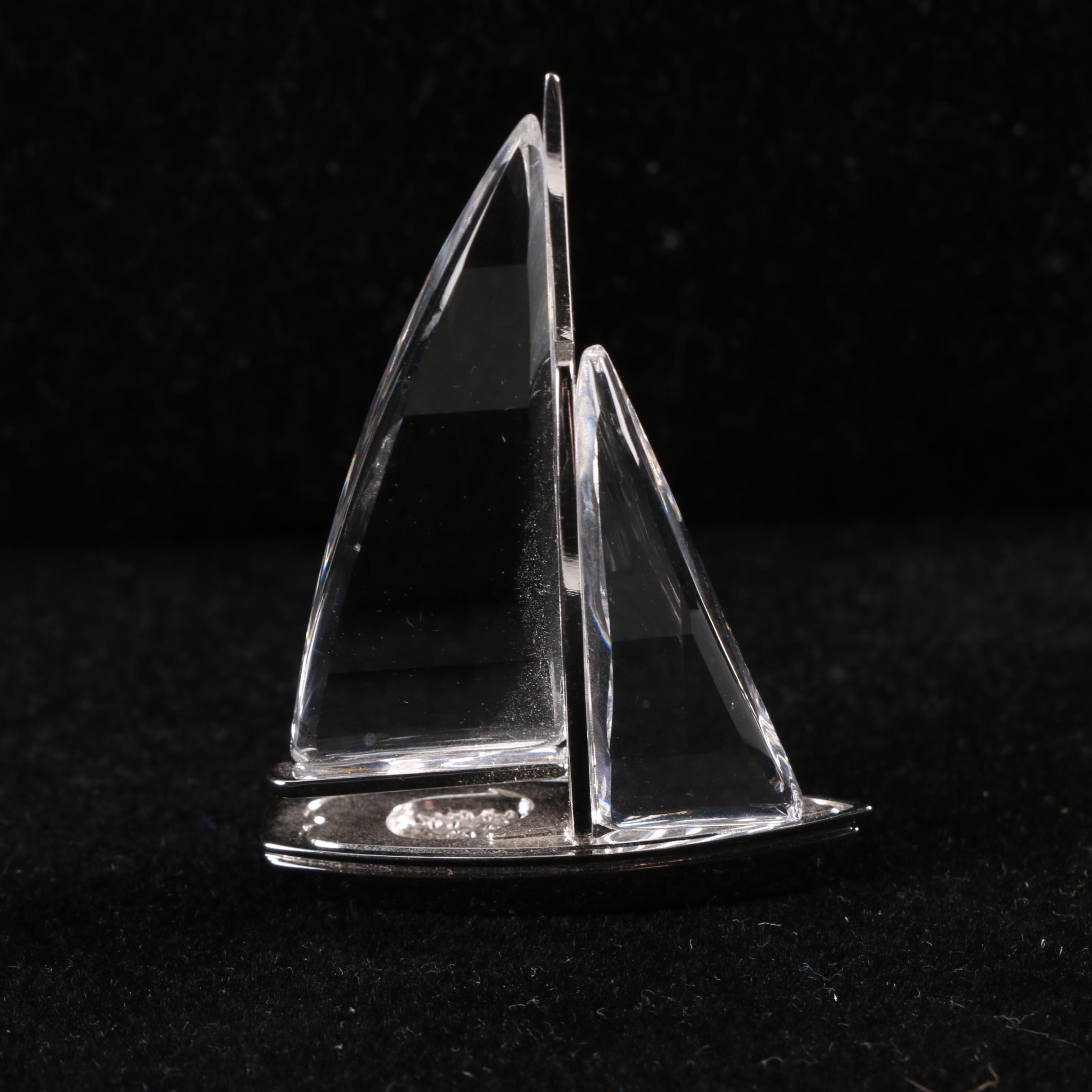 Pair of Swarovski Crystal Sailboat Figurines Including "Sailing Legend"