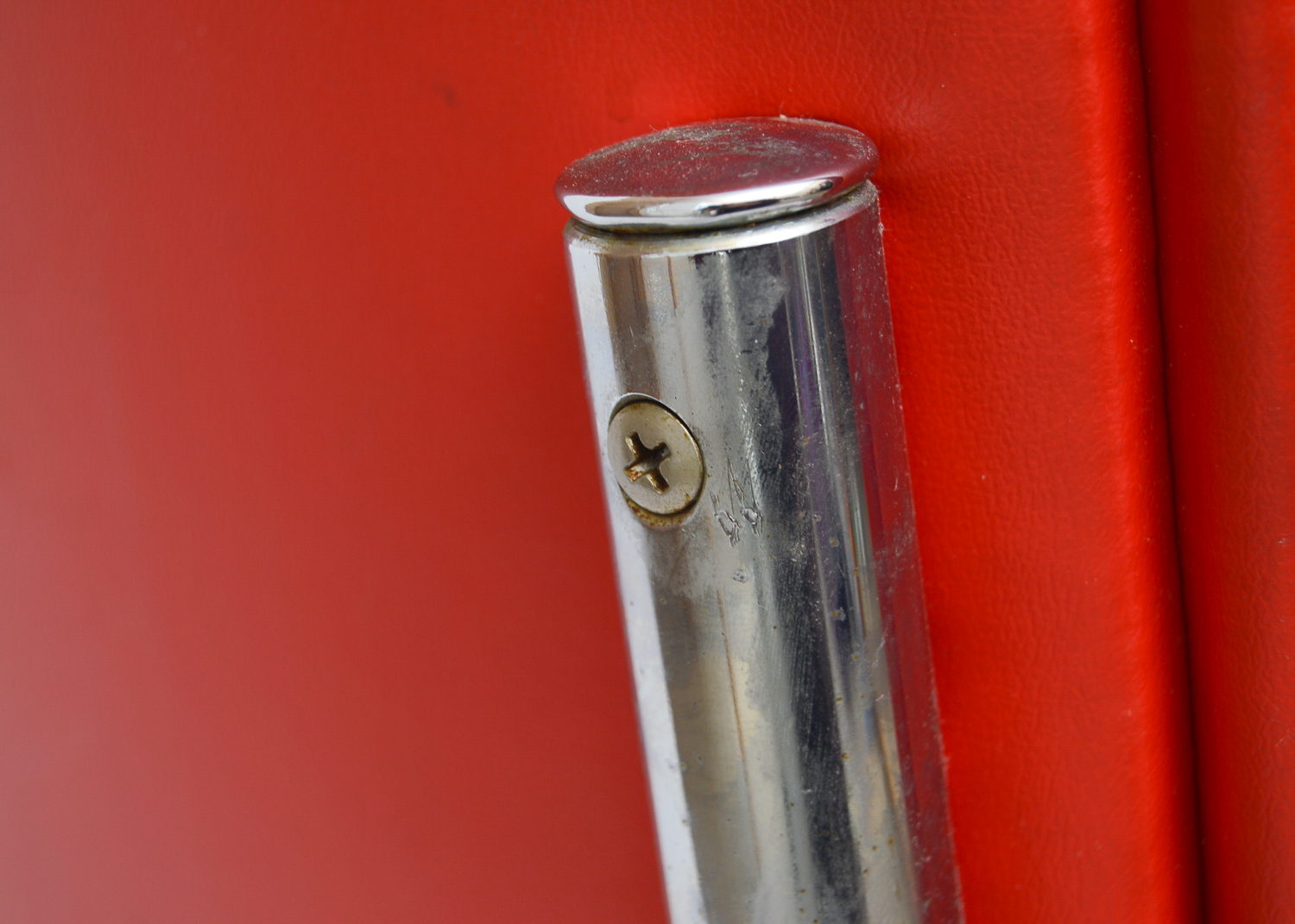 Red Vinyl Upholstered Cesca Style Chair Pair