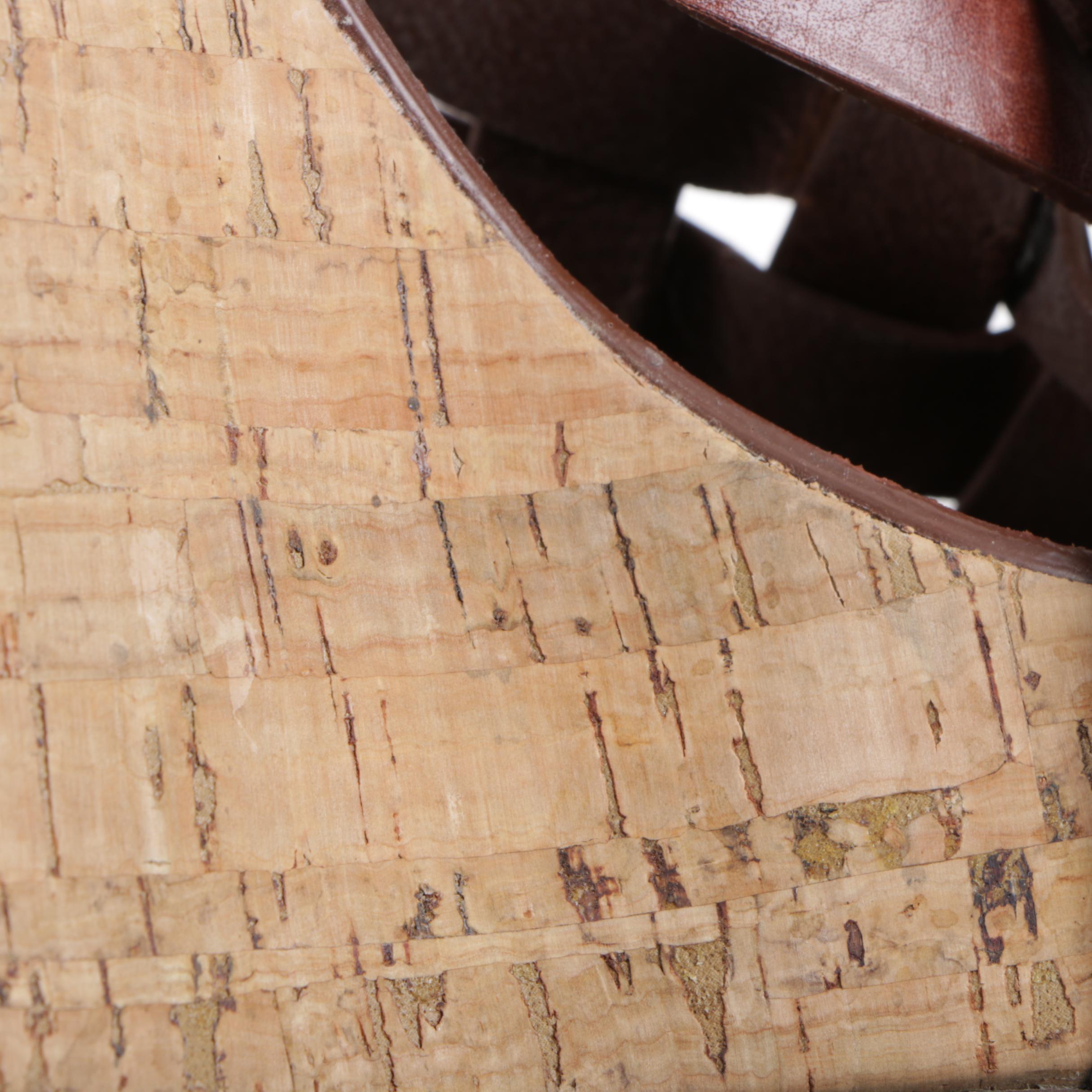 Tory Burch Brown Leather and Cork Wedge Sandals