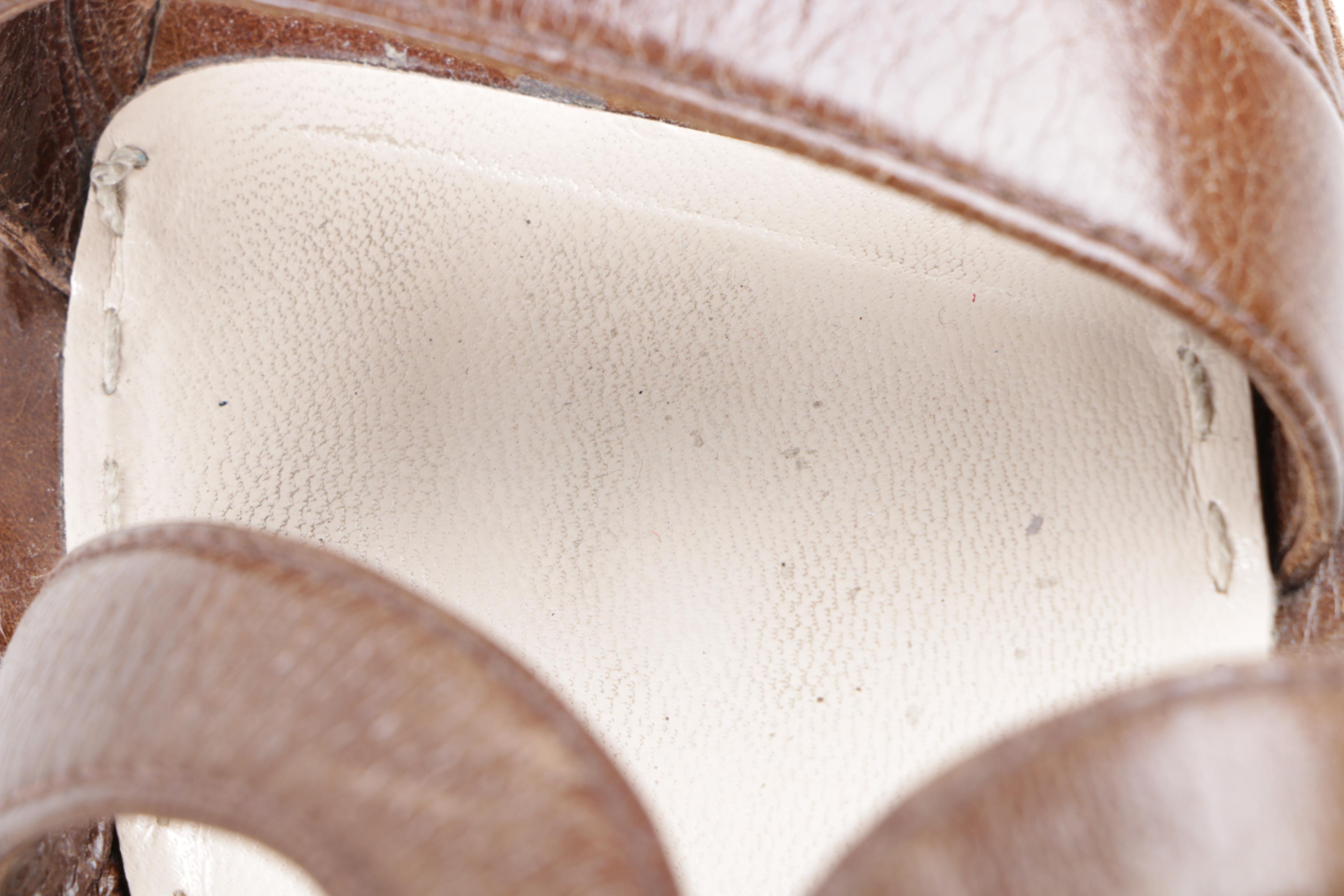 Women's Prada Brown Leather and Cork Wedge Platform Sandals