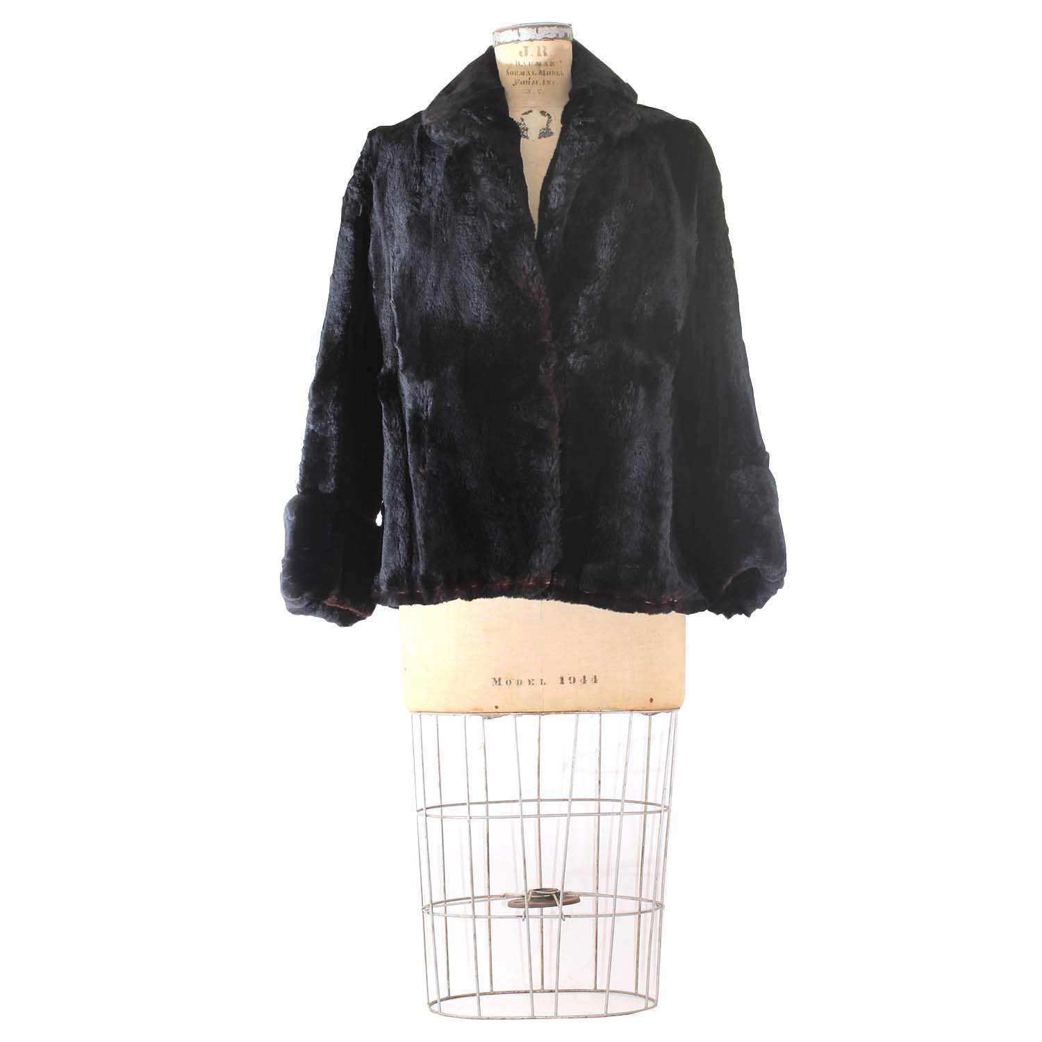 Morton's Dyed Black Sheared Beaver Dress Coat