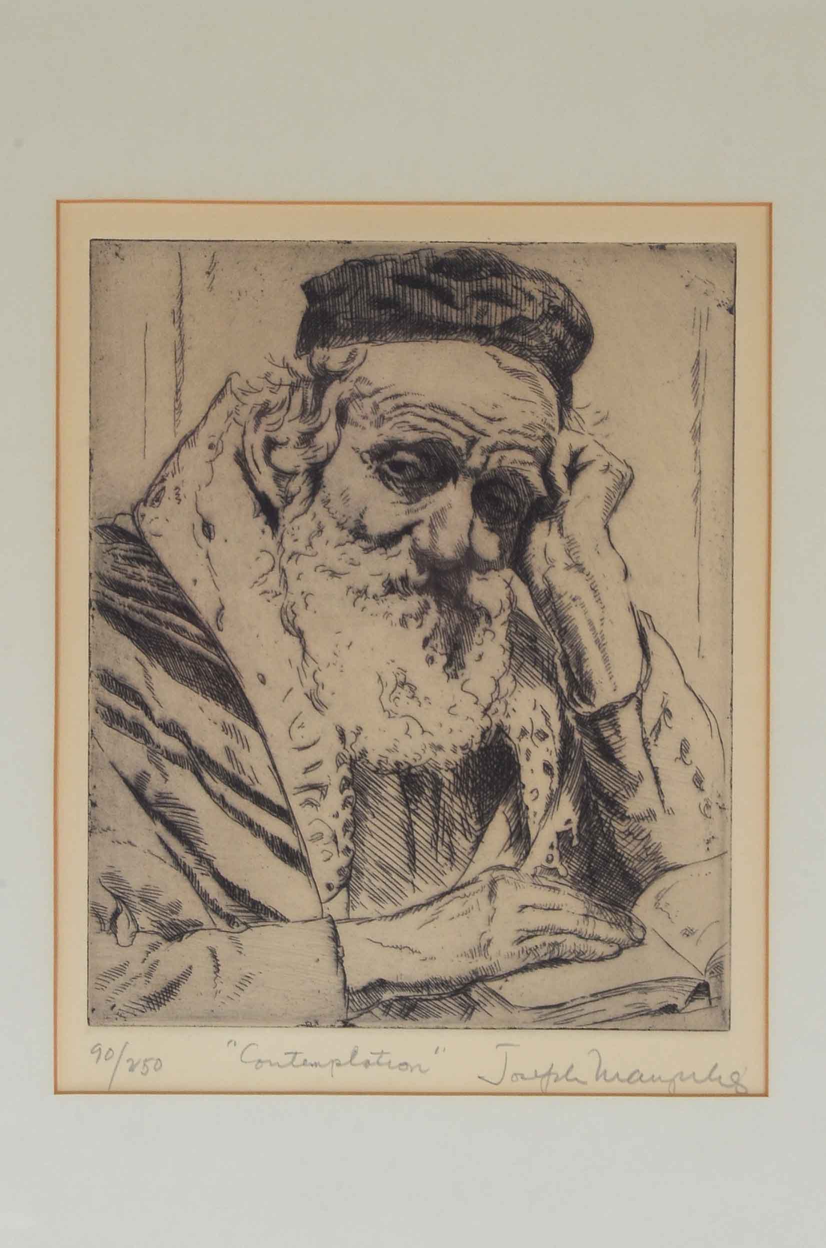 Joseph Margulies Original Etching "Contemplation"