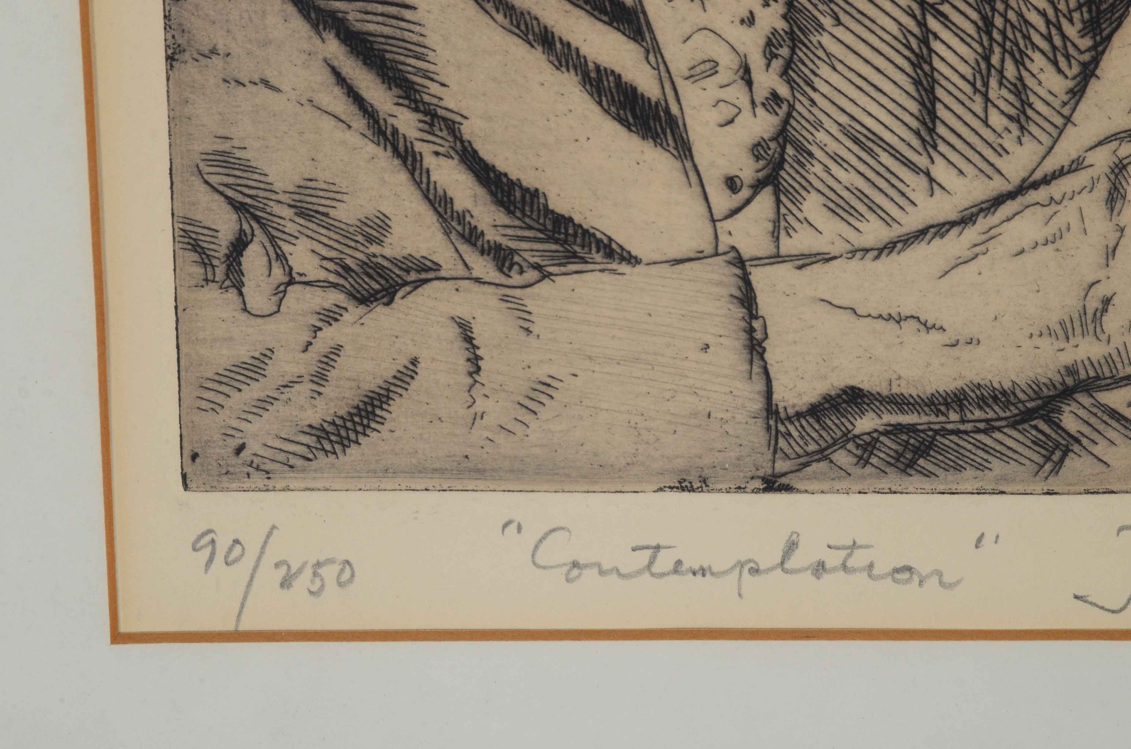 Joseph Margulies Original Etching "Contemplation"