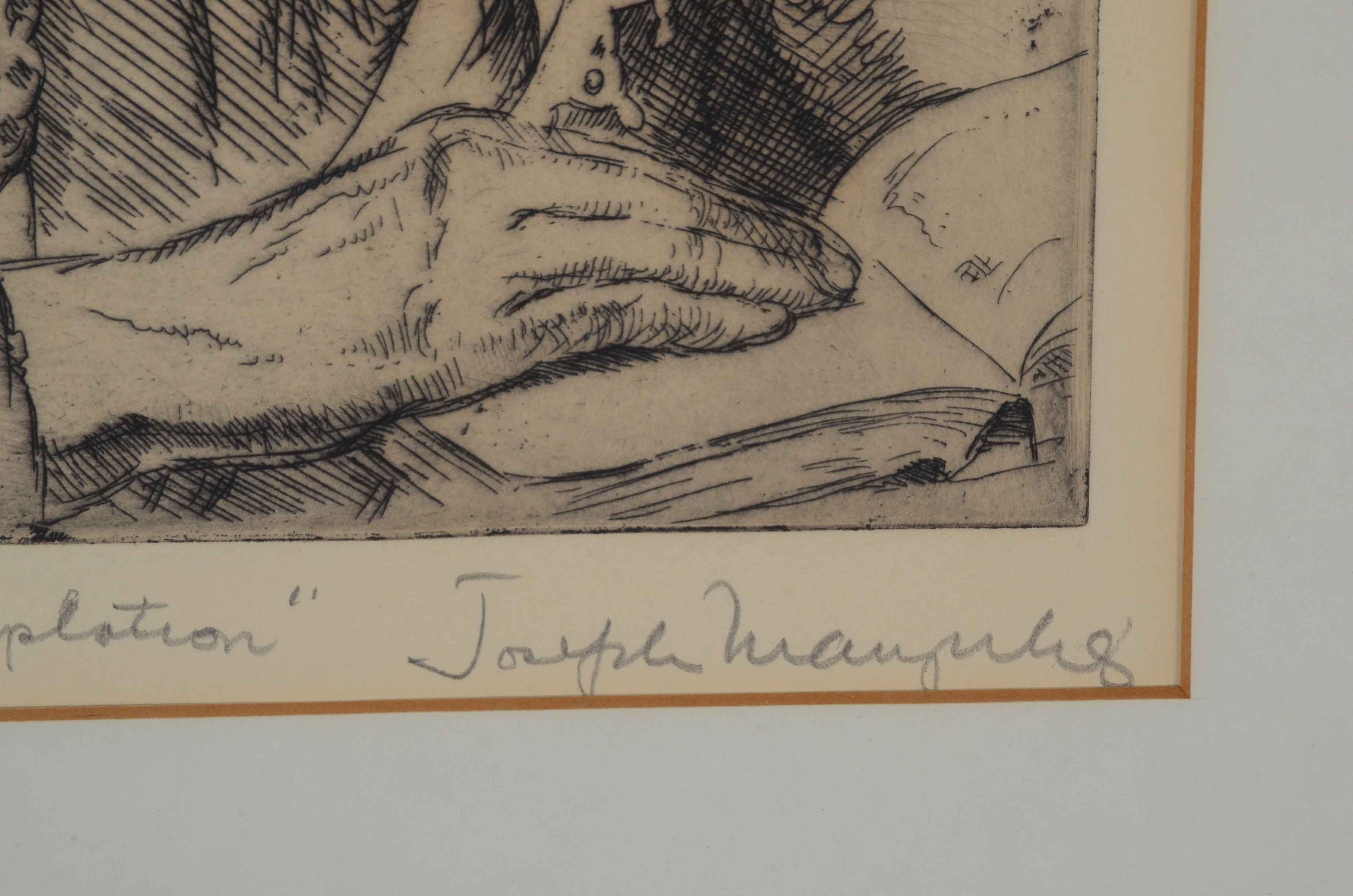 Joseph Margulies Original Etching "Contemplation"