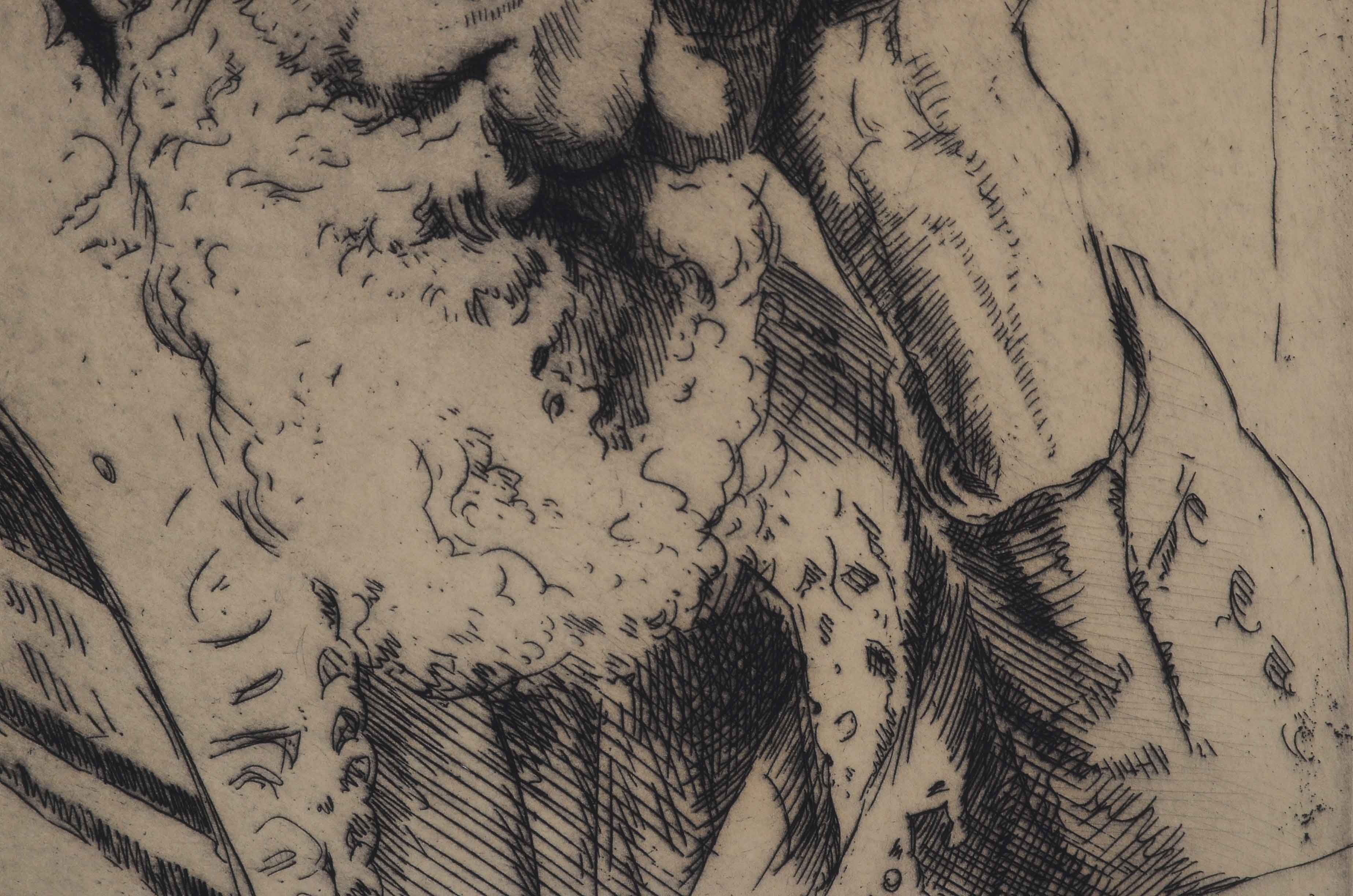 Joseph Margulies Original Etching "Contemplation"