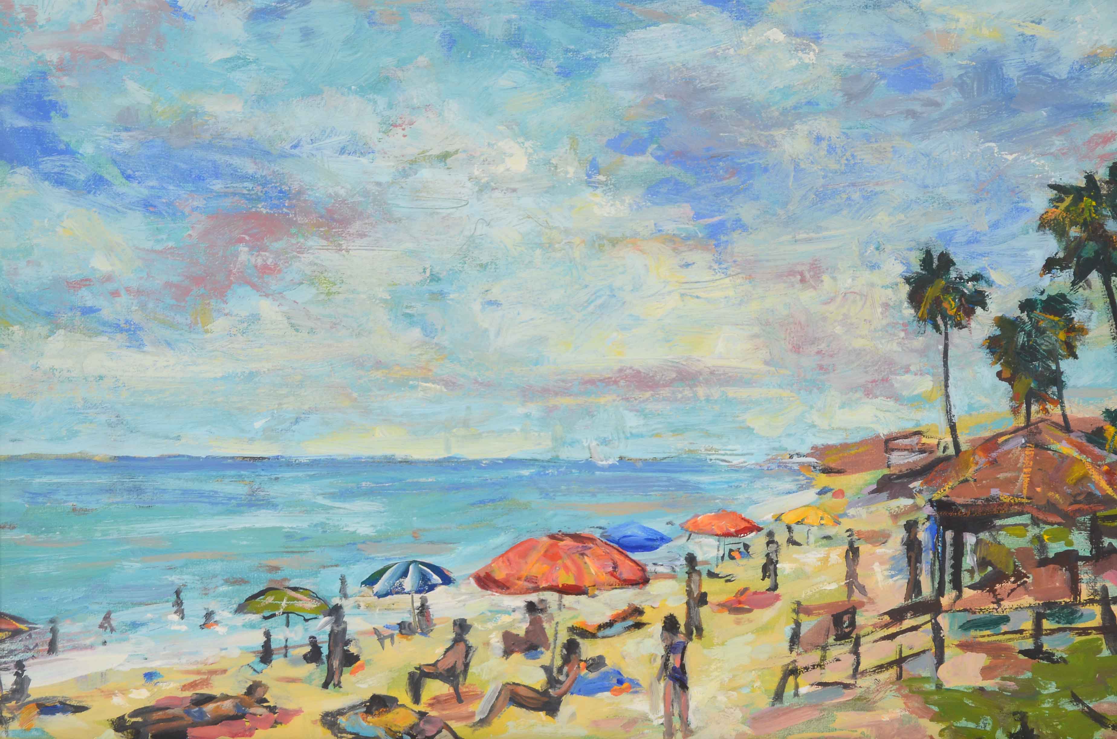 R.M. Mortensen Oil Painting of a Beach Scene